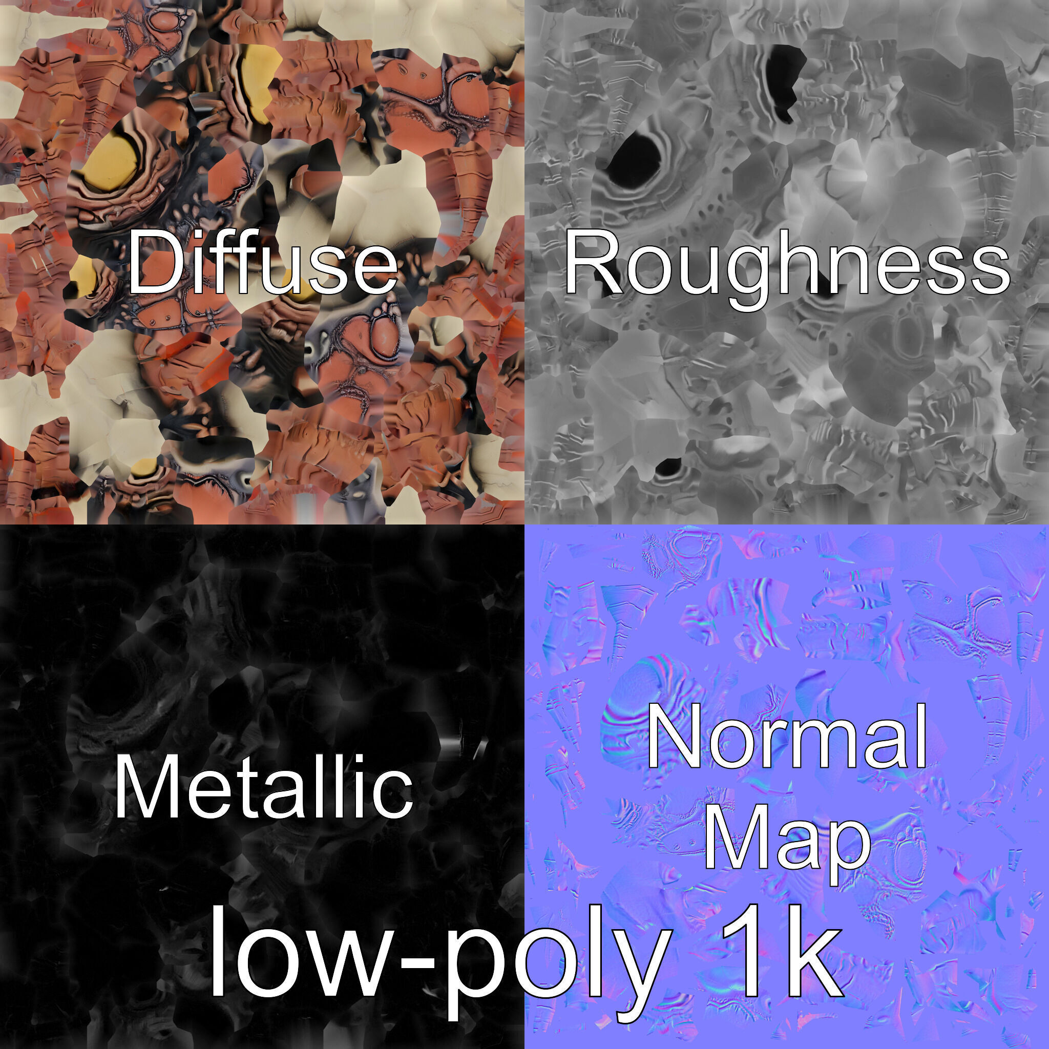 Floating Beholder Creature with Orb Body and Eye Stalks Low-poly 3D model_32