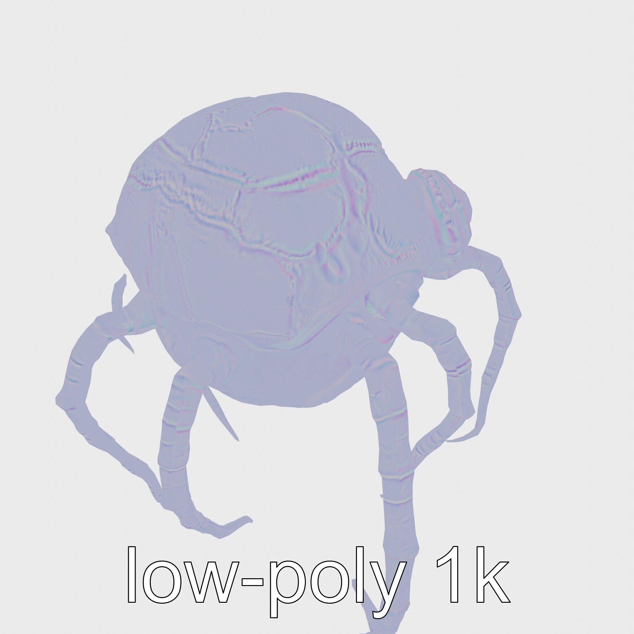 Floating Beholder Creature with Orb Body and Eye Stalks Low-poly 3D model_46
