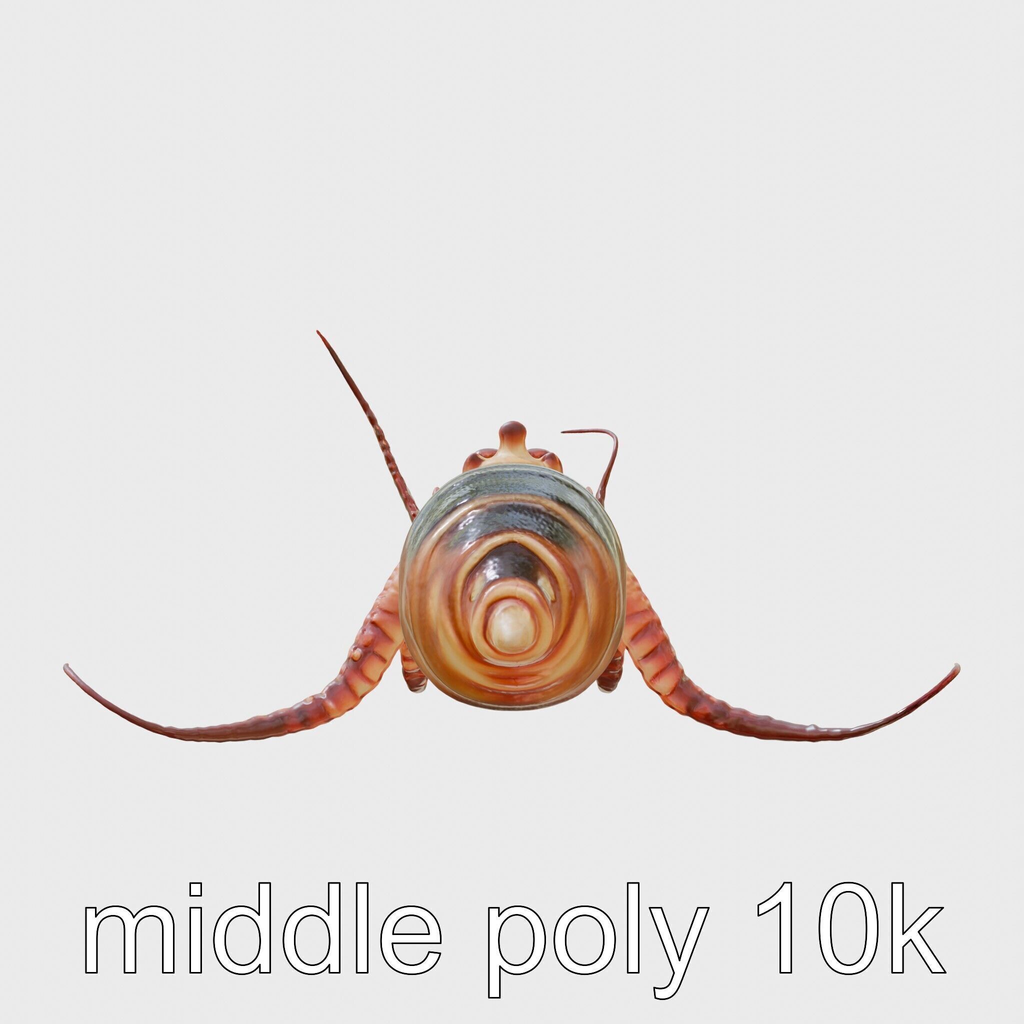 Floating Beholder Creature with Orb Body and Eye Stalks Low-poly 3D model_2