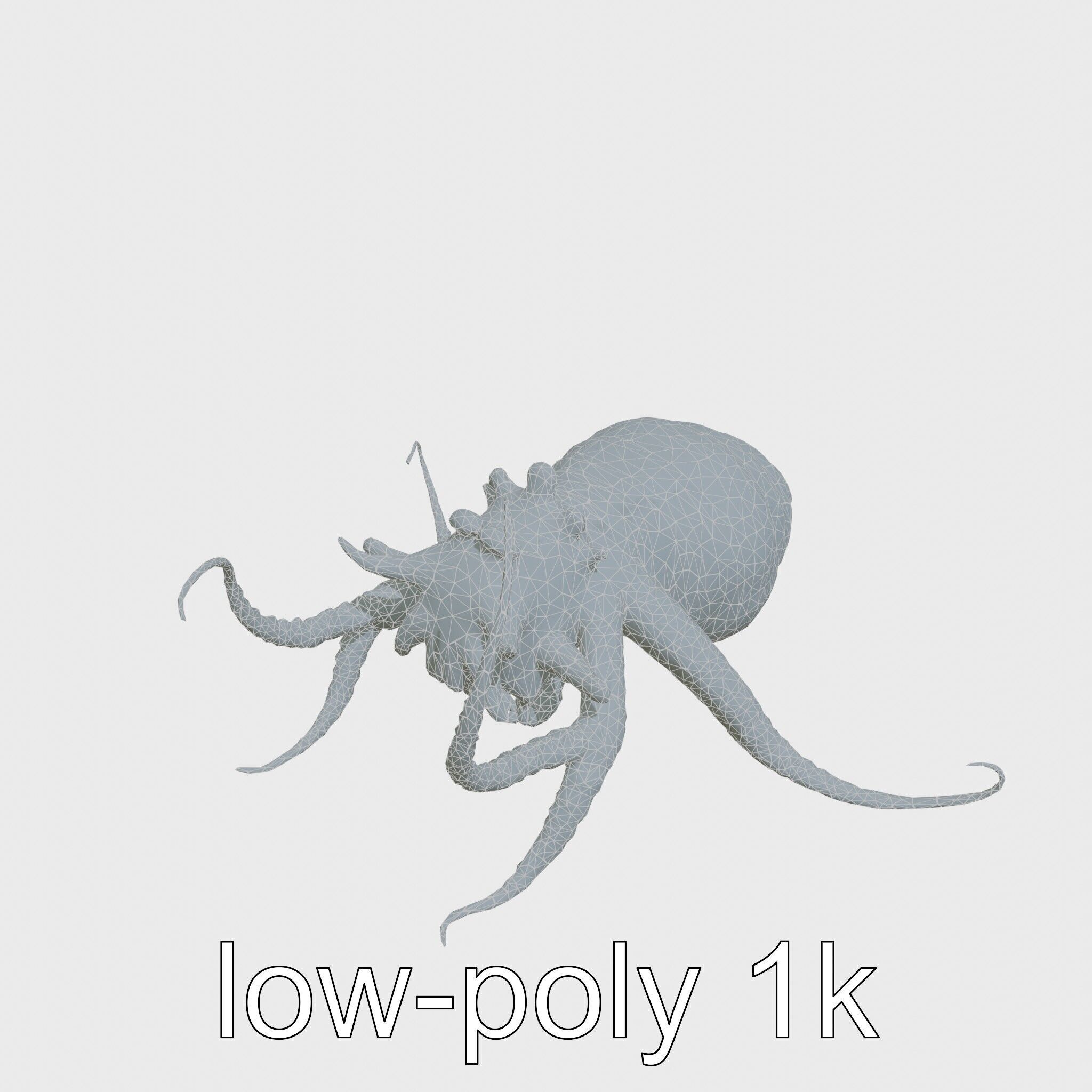 Floating Beholder Creature with Orb Body and Eye Stalks Low-poly 3D model_21