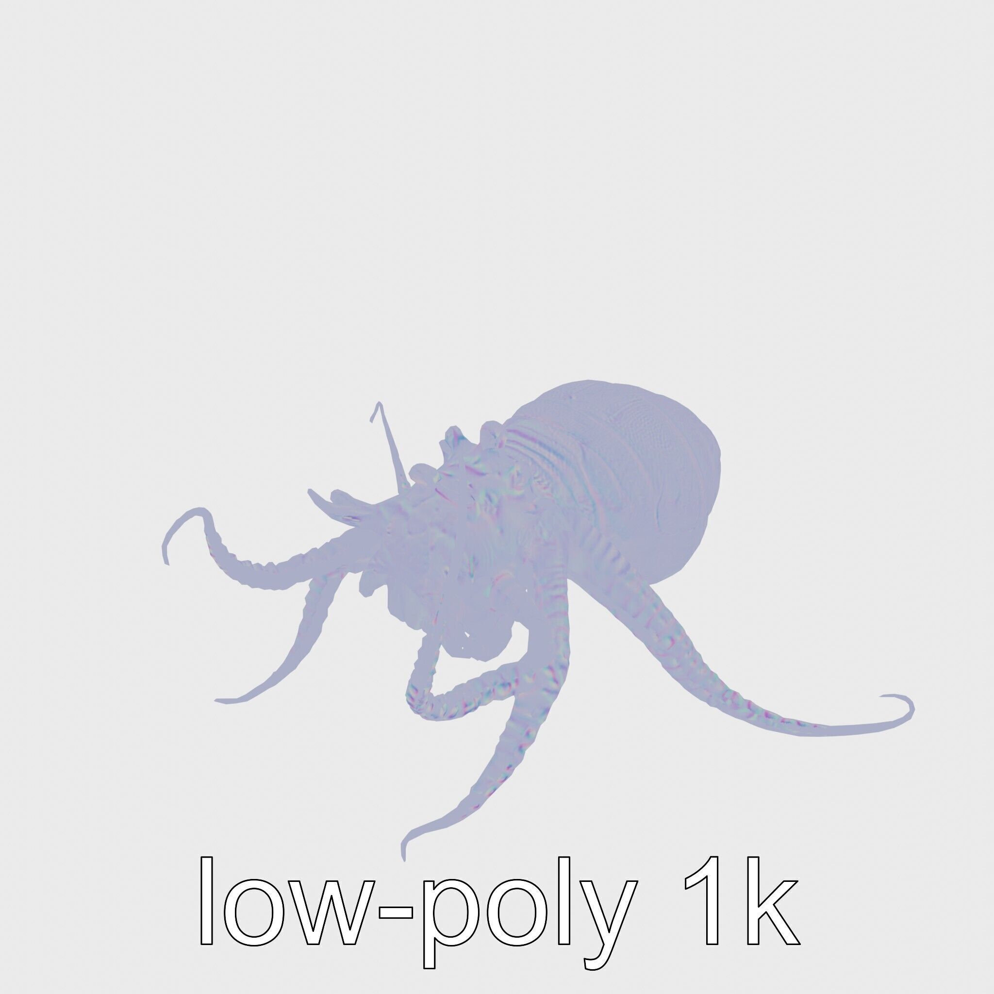 Floating Beholder Creature with Orb Body and Eye Stalks Low-poly 3D model_12