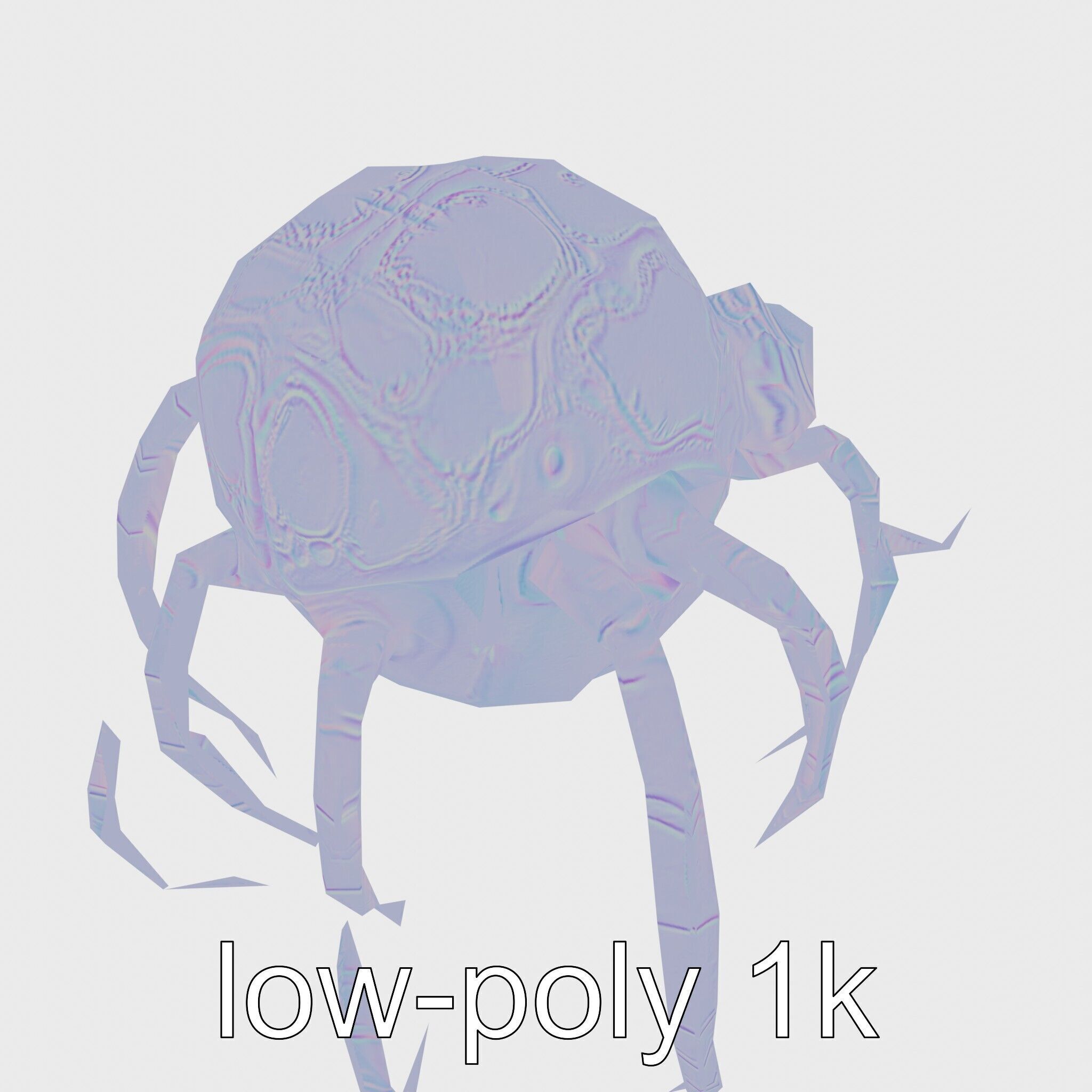 Floating Beholder Creature with Orb Body and Eye Stalks Low-poly 3D model_55