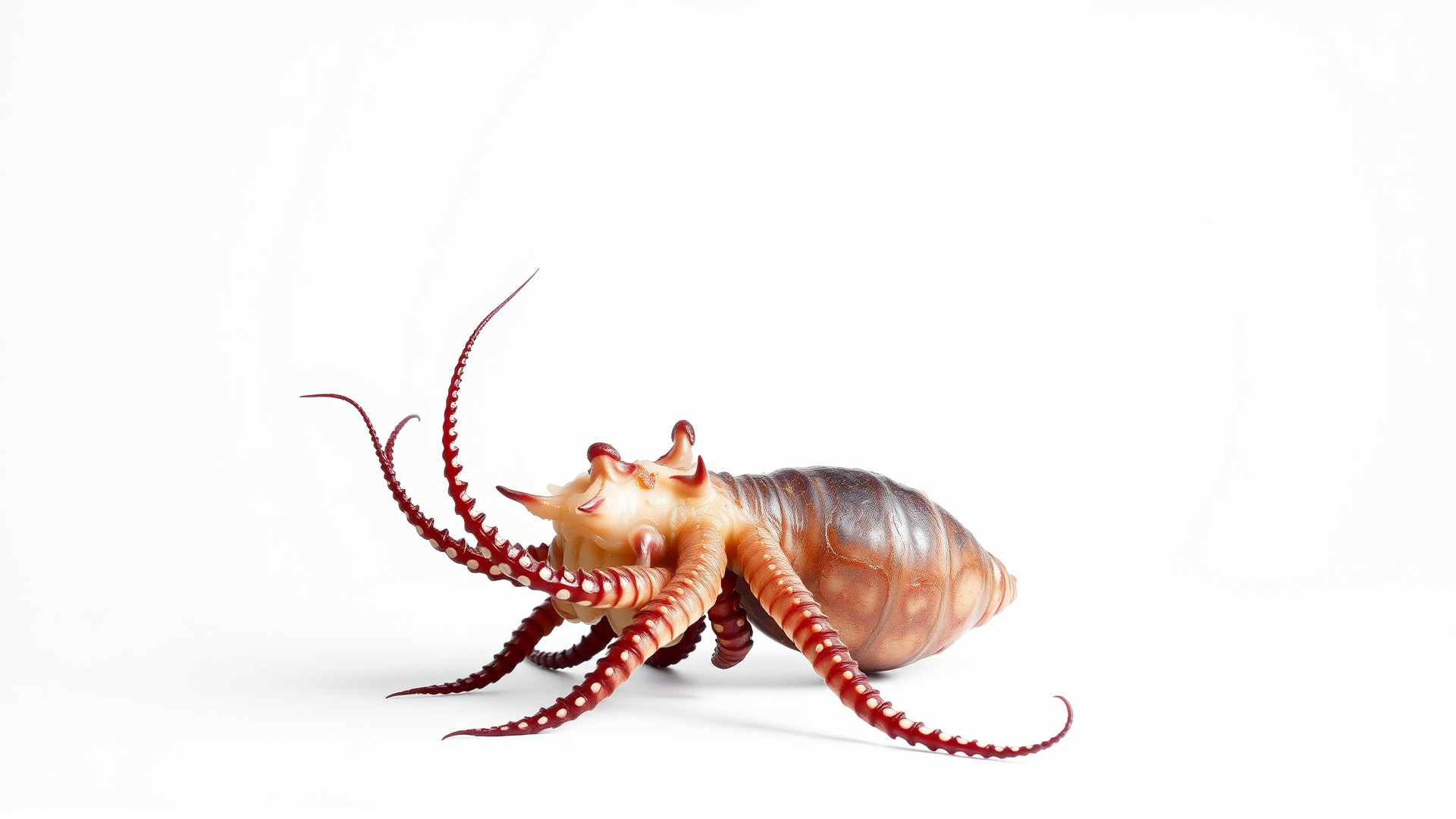 Floating Beholder Creature with Orb Body and Eye Stalks Low-poly 3D model_3