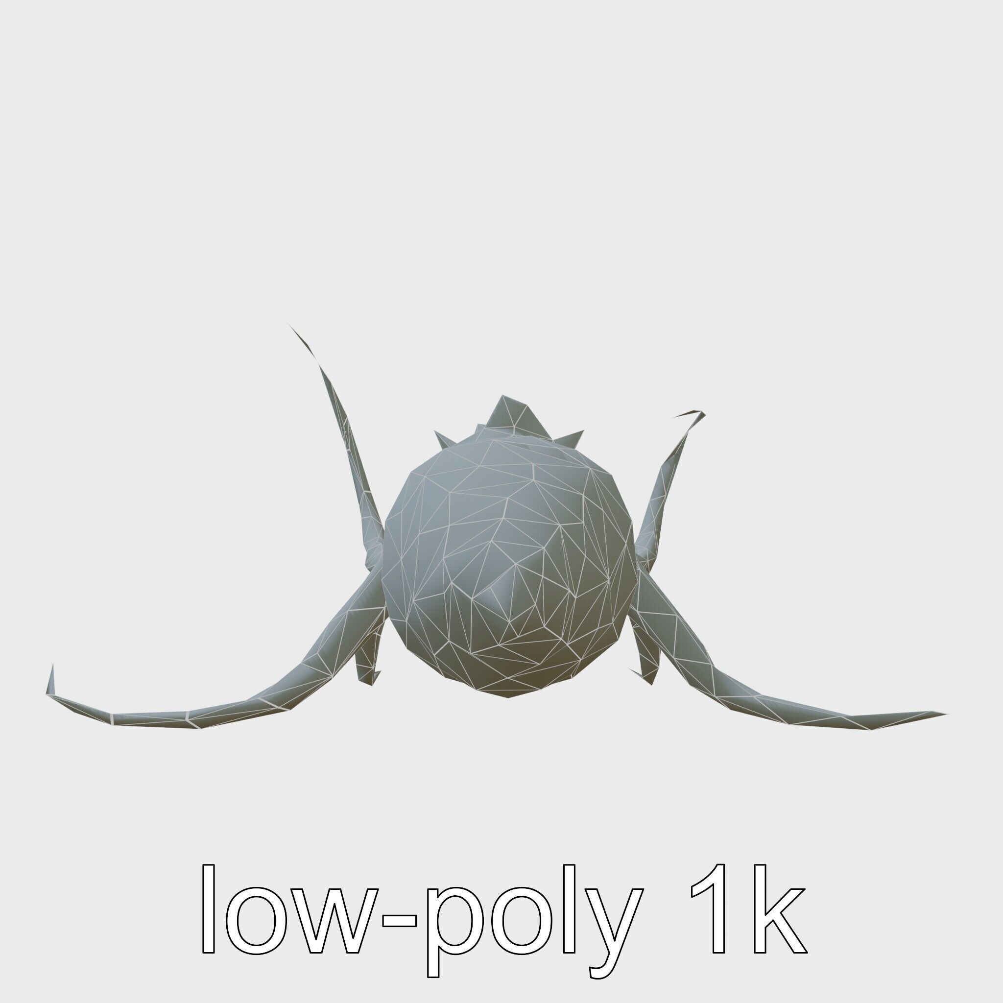Floating Beholder Creature with Orb Body and Eye Stalks Low-poly 3D model_16