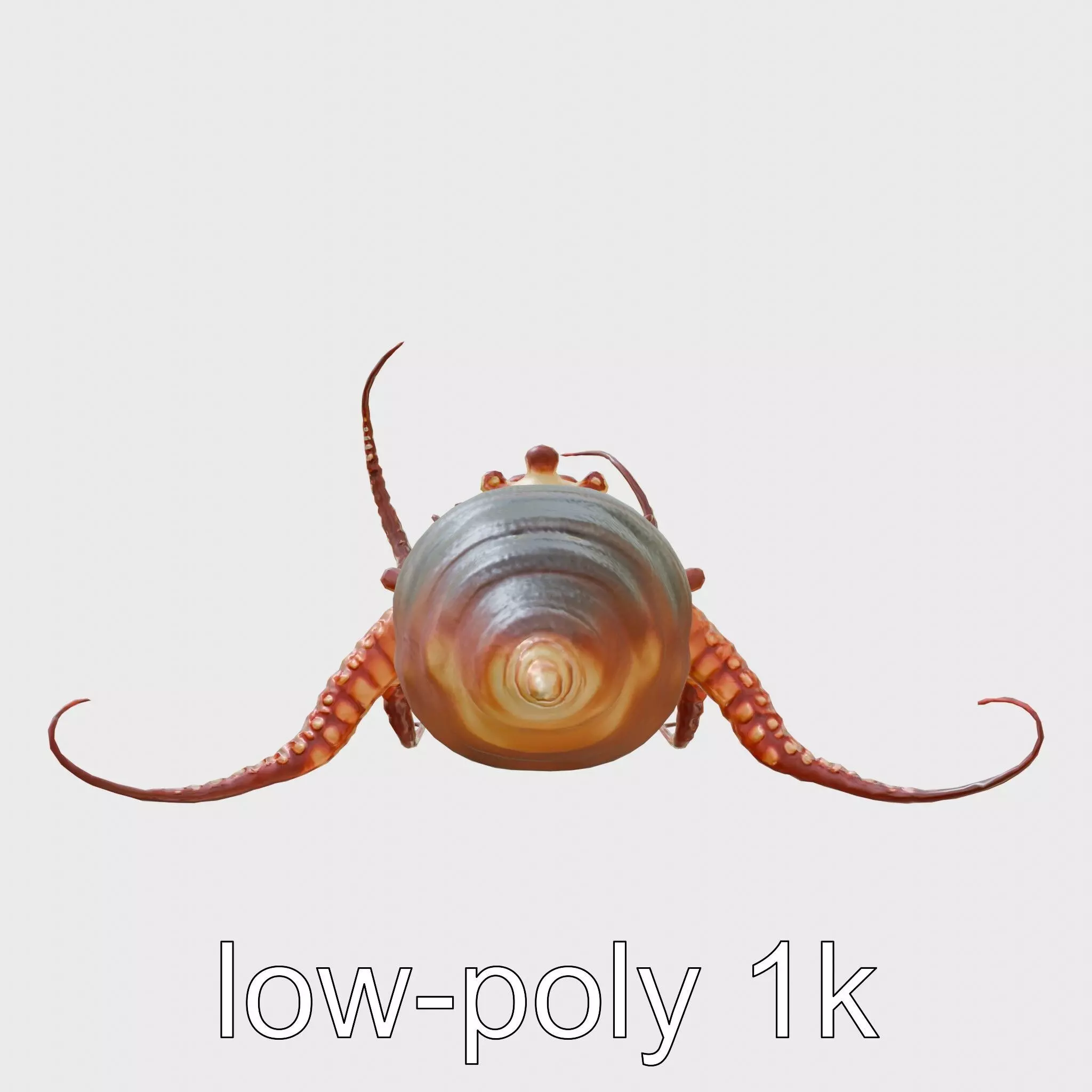 Floating Beholder Creature with Orb Body and Eye Stalks Low-poly 3D model_0