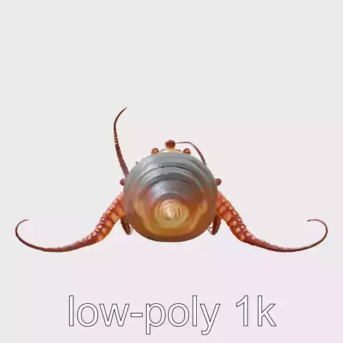 Floating Beholder Creature with Orb Body and Eye Stalks Low-poly 3D model