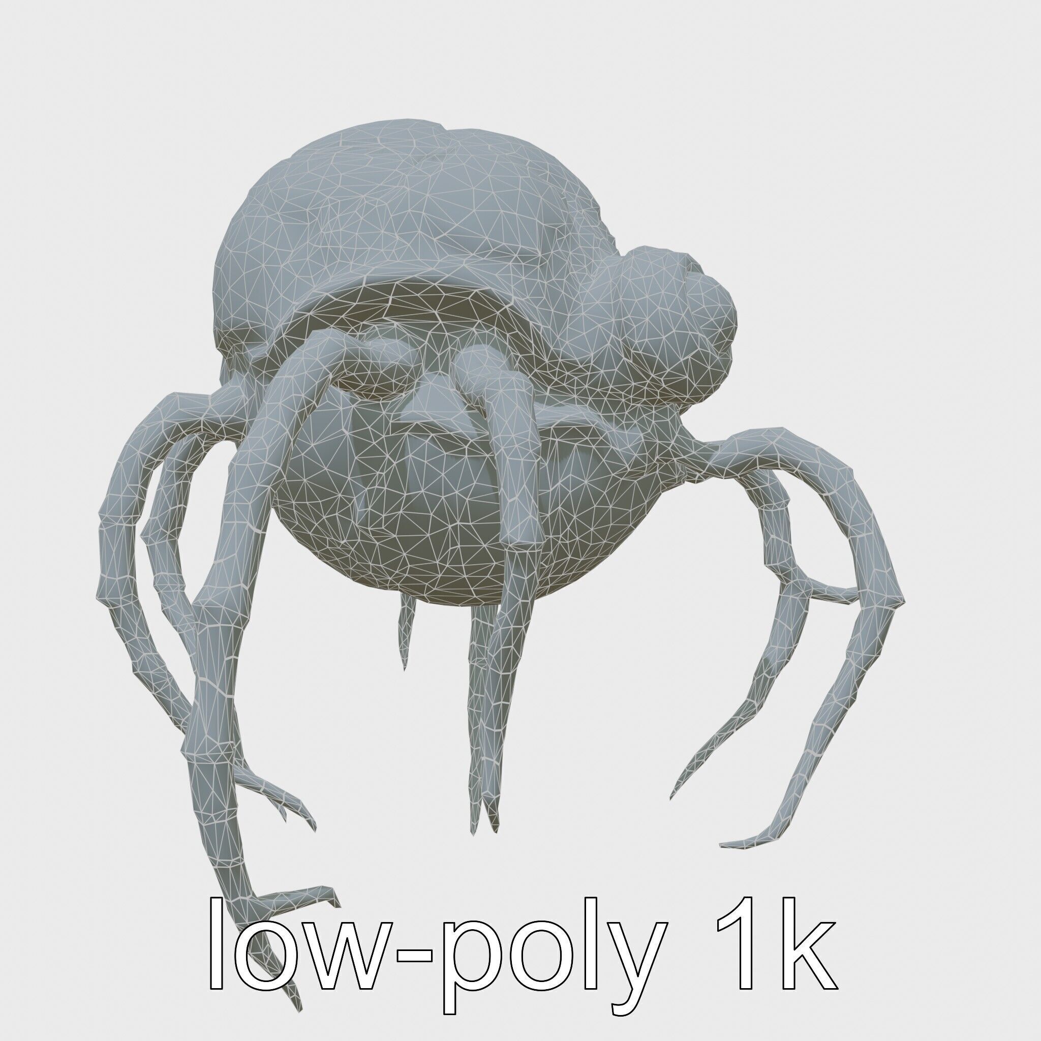 Floating Beholder Creature with Orb Body and Eye Stalks Low-poly 3D model_40