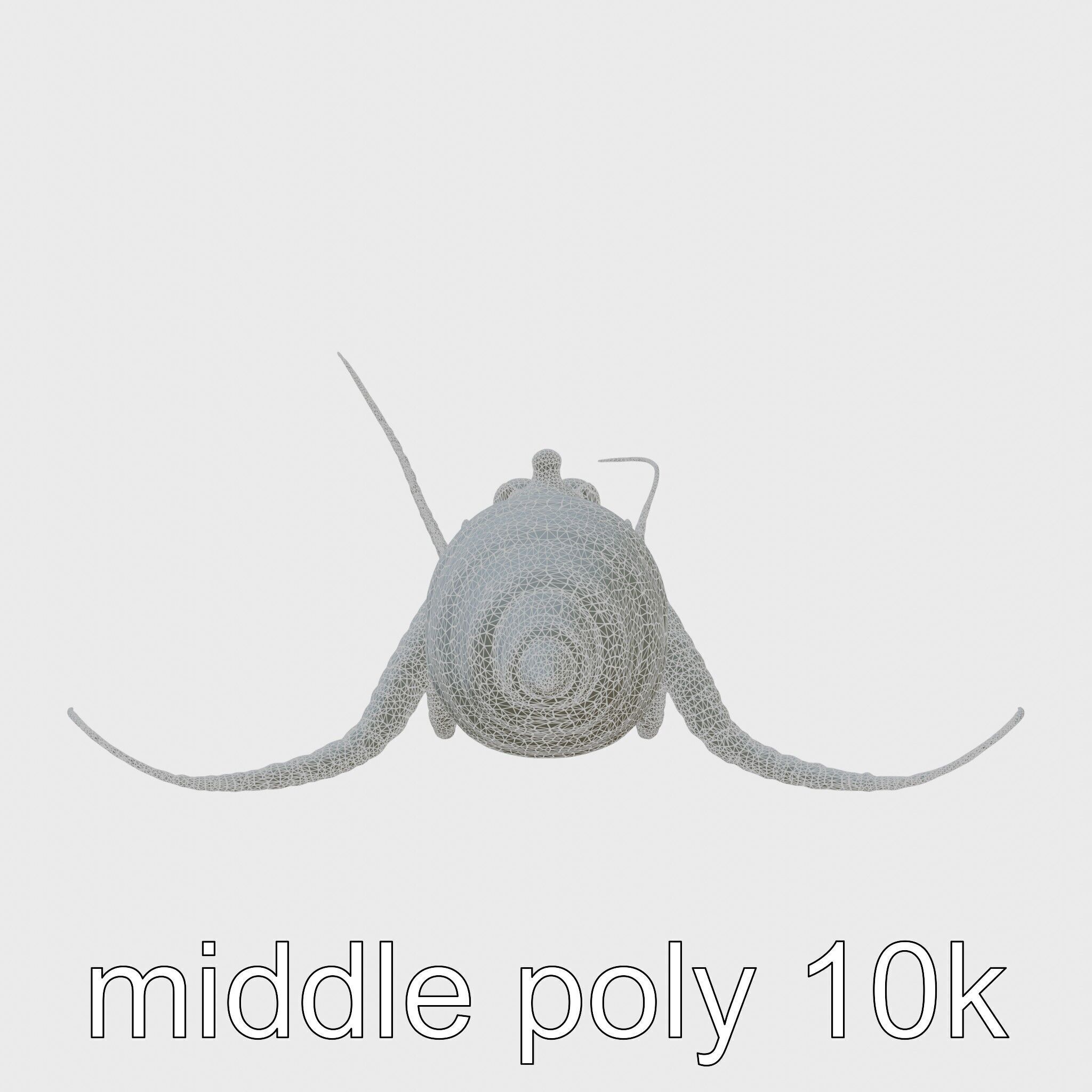 Floating Beholder Creature with Orb Body and Eye Stalks Low-poly 3D model_5