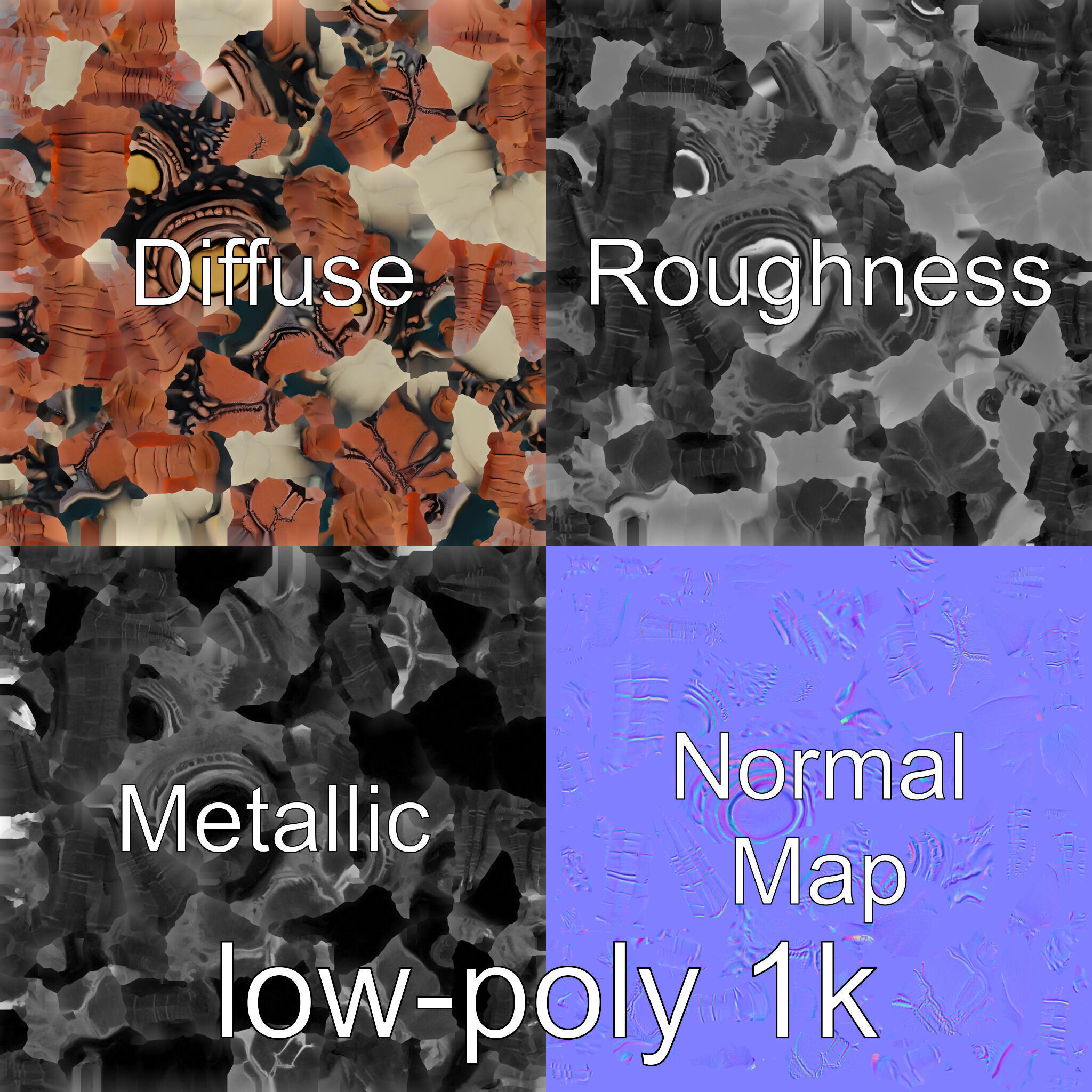 Floating Beholder Creature with Orb Body and Eye Stalks Low-poly 3D model_59