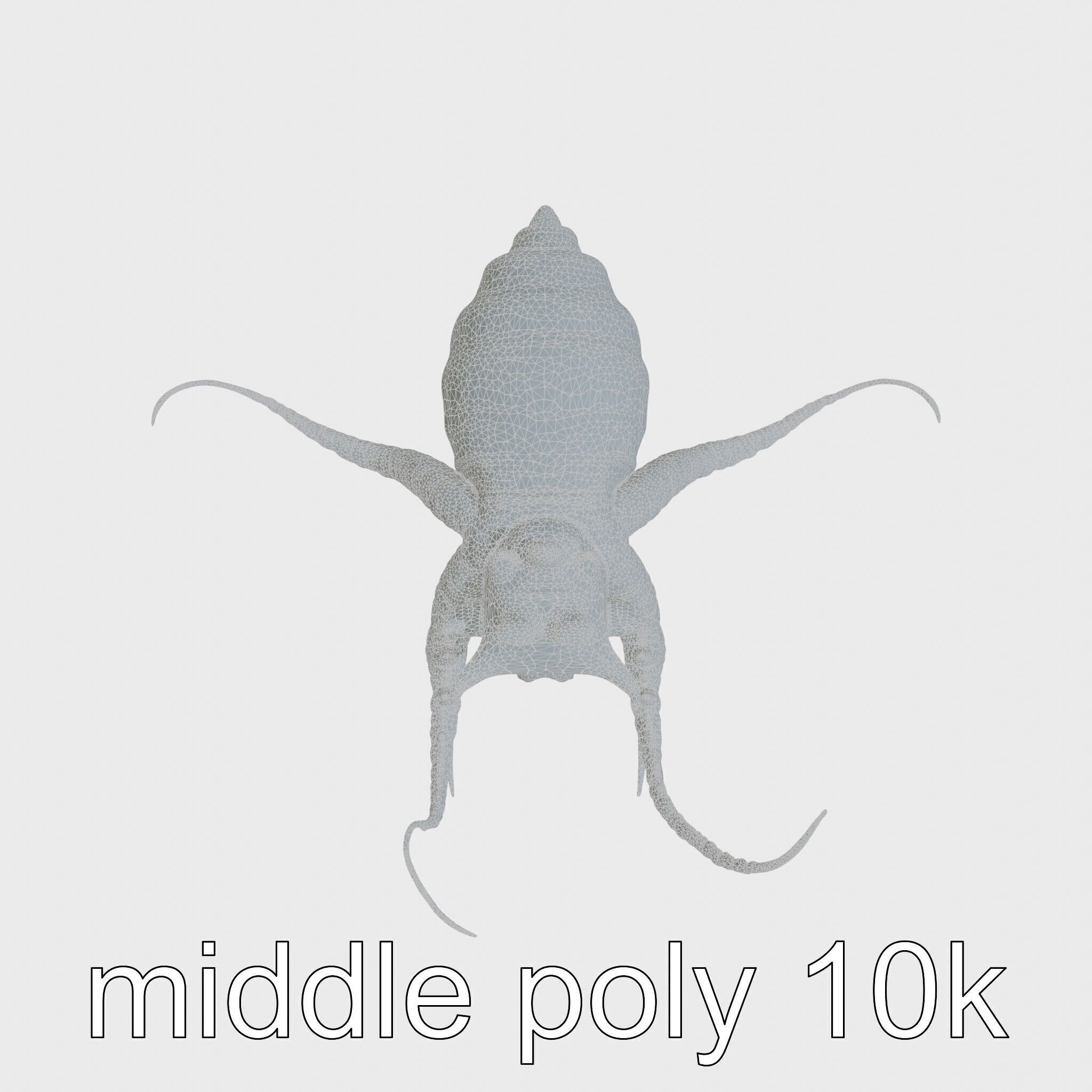 Floating Beholder Creature with Orb Body and Eye Stalks Low-poly 3D model_28