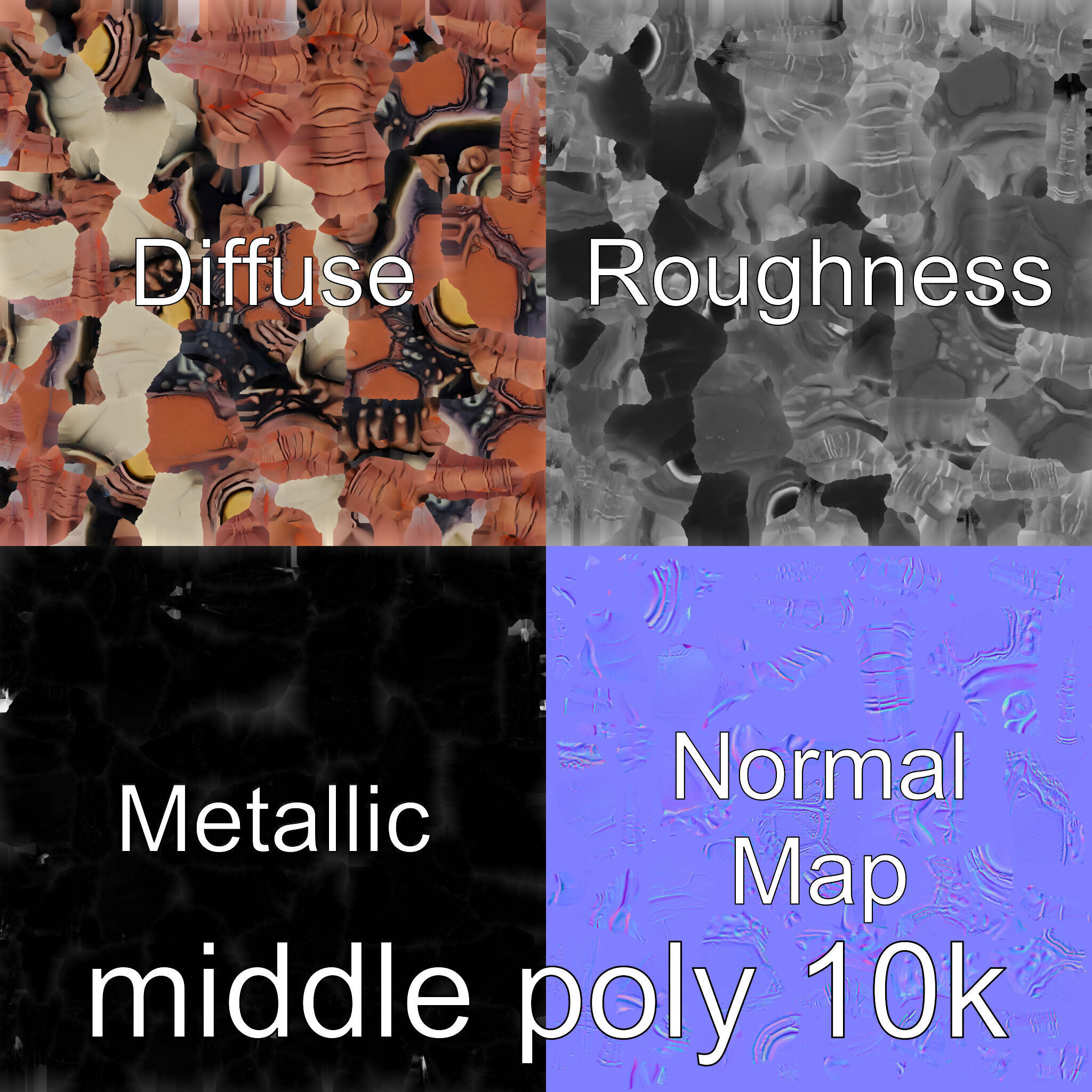 Floating Beholder Creature with Orb Body and Eye Stalks Low-poly 3D model_54