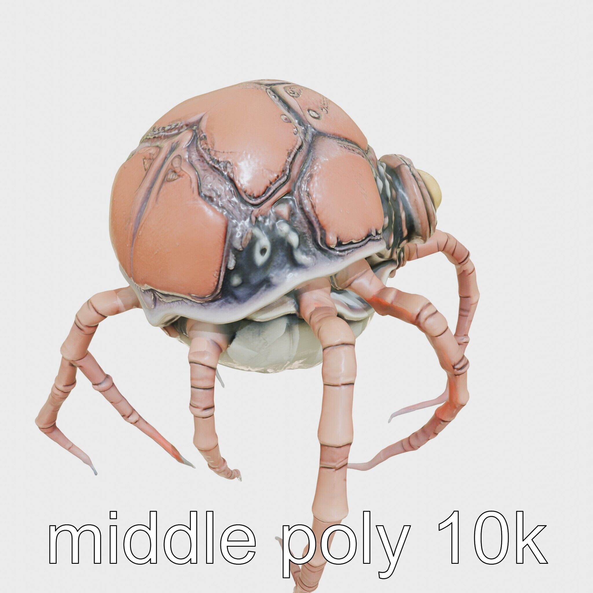 Floating Beholder Creature with Orb Body and Eye Stalks Low-poly 3D model_39
