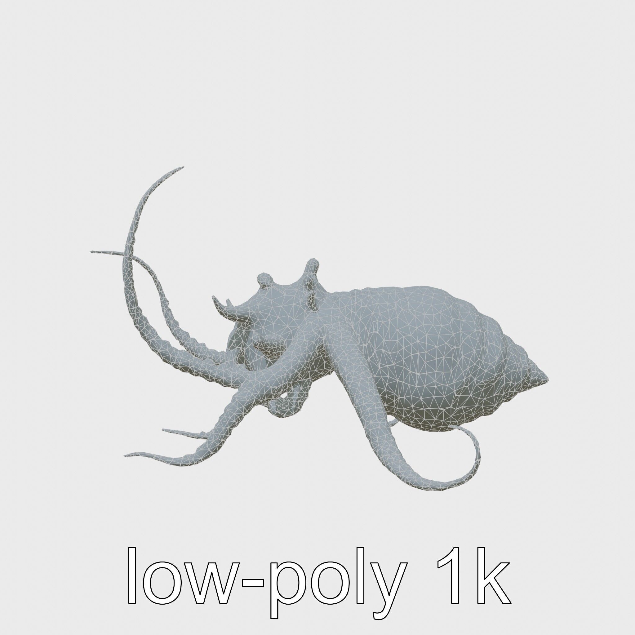 Floating Beholder Creature with Orb Body and Eye Stalks Low-poly 3D model_23