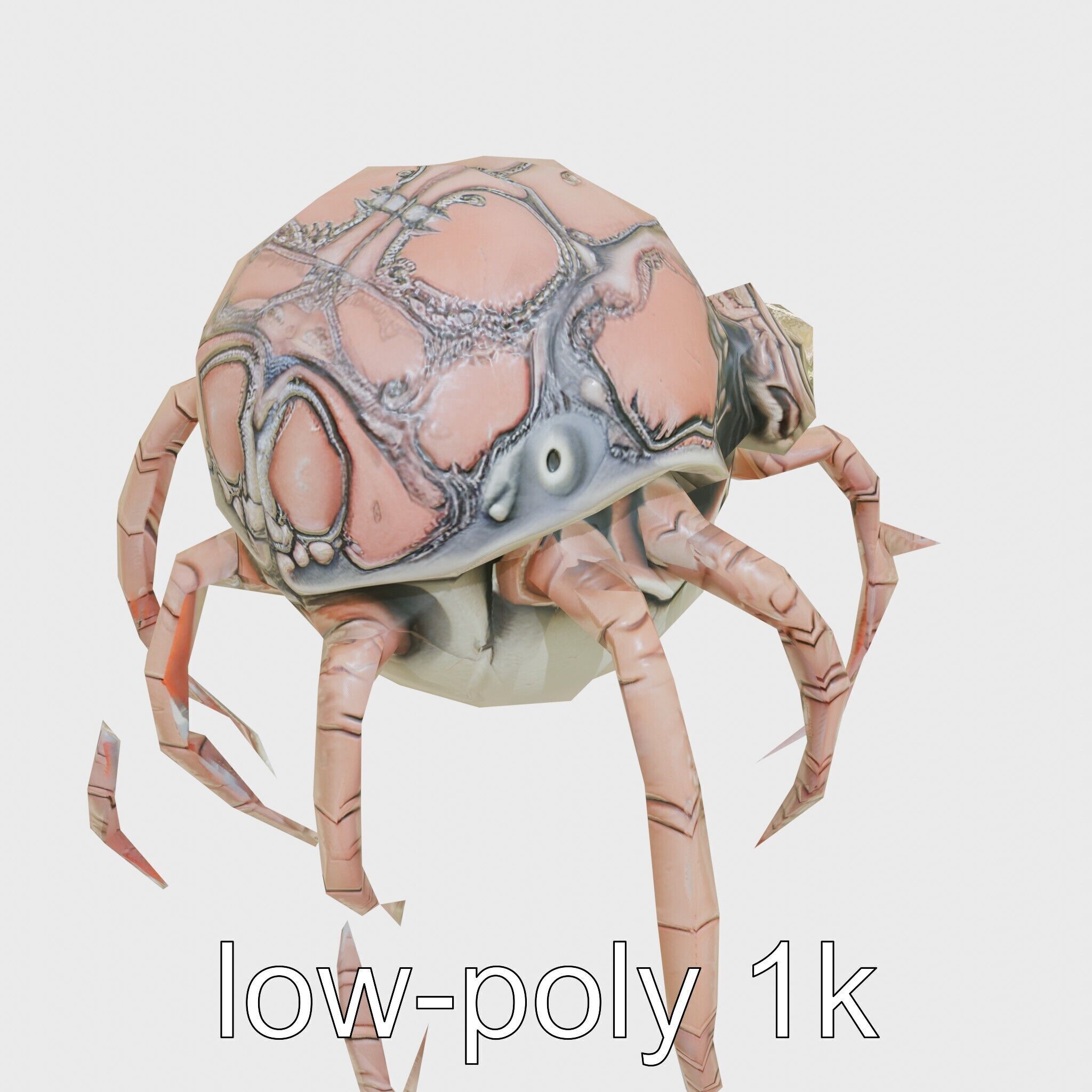 Floating Beholder Creature with Orb Body and Eye Stalks Low-poly 3D model_49