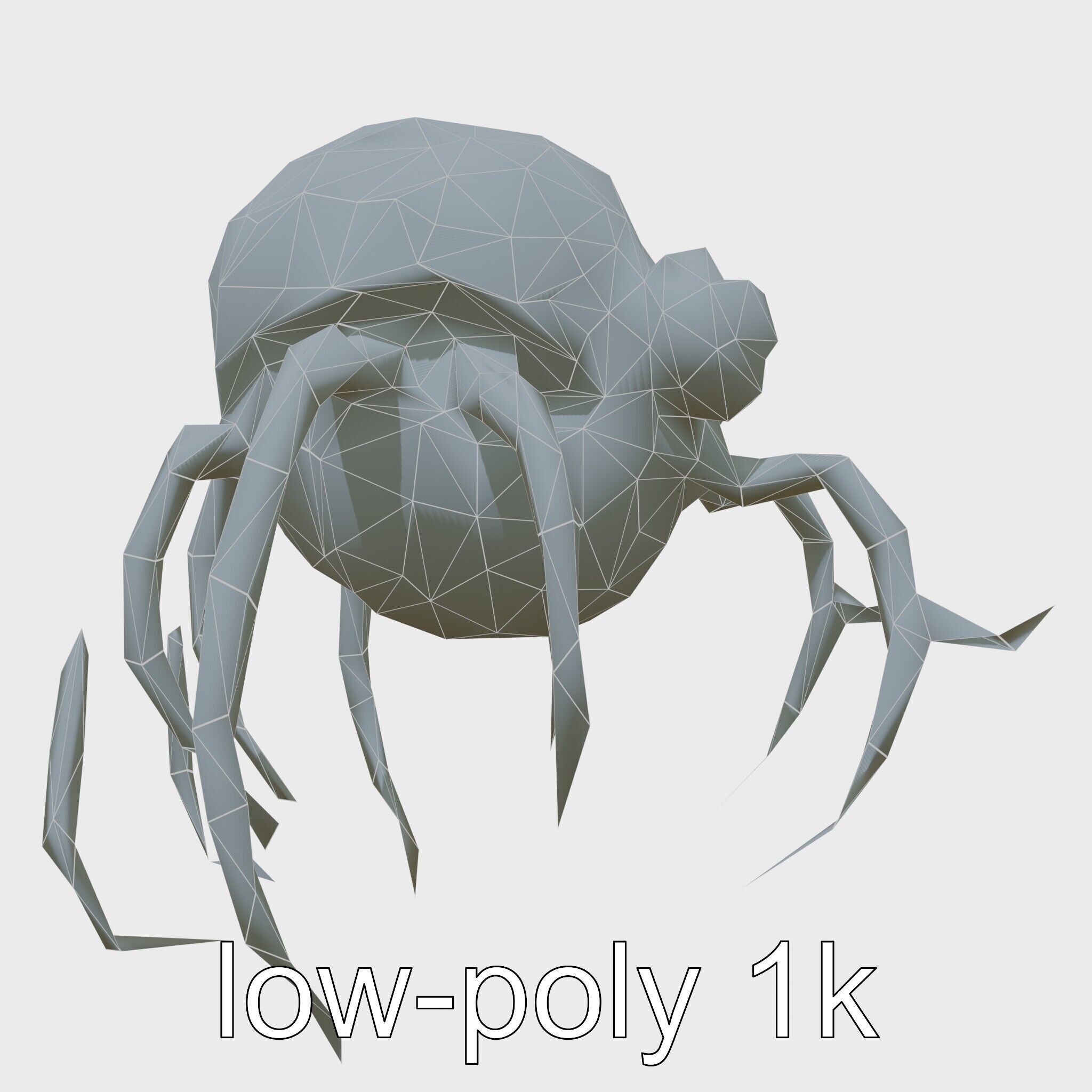 Floating Beholder Creature with Orb Body and Eye Stalks Low-poly 3D model_45