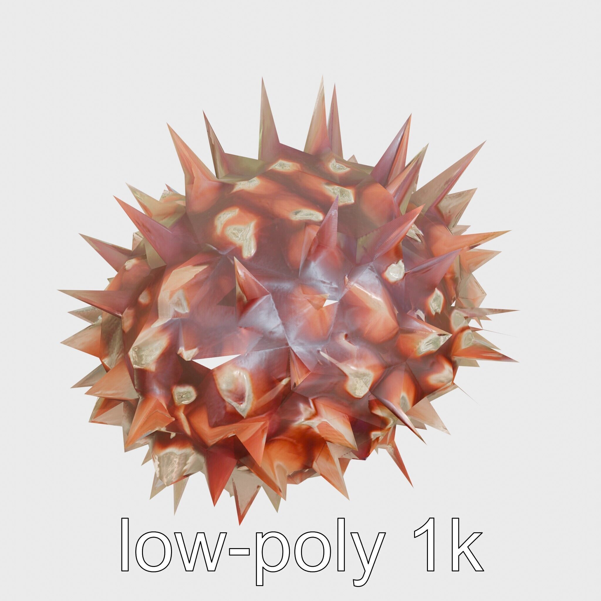 Venomous Fire Urchin with Spines Low-poly 3D model_10