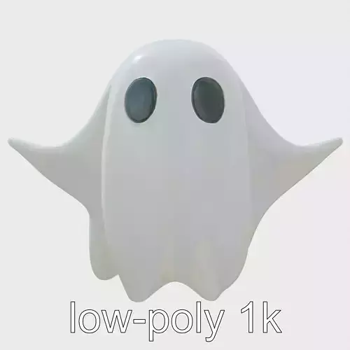 Haunting Ghost Figure with Translucent Shape Low-poly 3D model