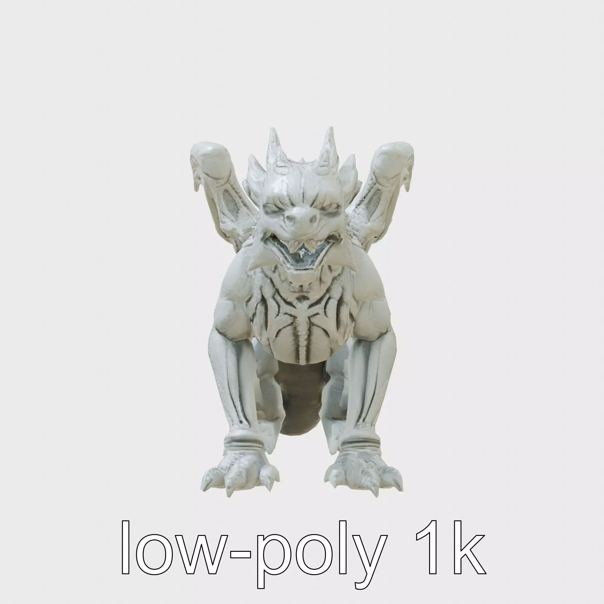 Gargoyle Guardian with Stone Texture and Protective Pose Low-poly 3D model