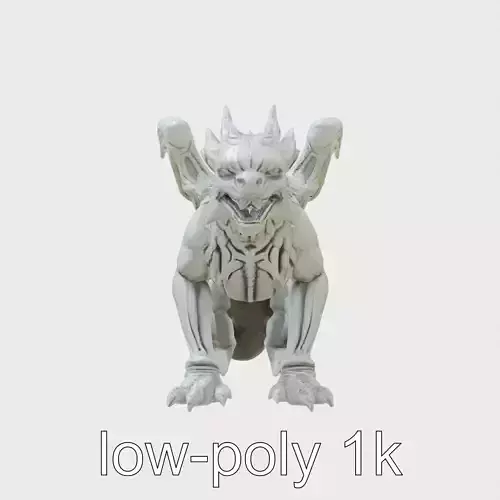 Gargoyle Guardian with Stone Texture and Protective Pose