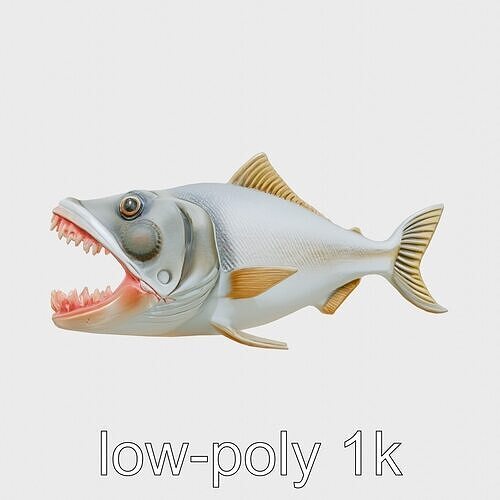 Fangtooth Fish Model with Oversized Jaws and Teeth Low-poly 3D model