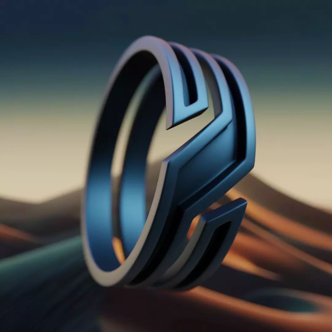 Cyber Bolt Ring - Futuristic High-Poly Jewelry Design 12 3D print model