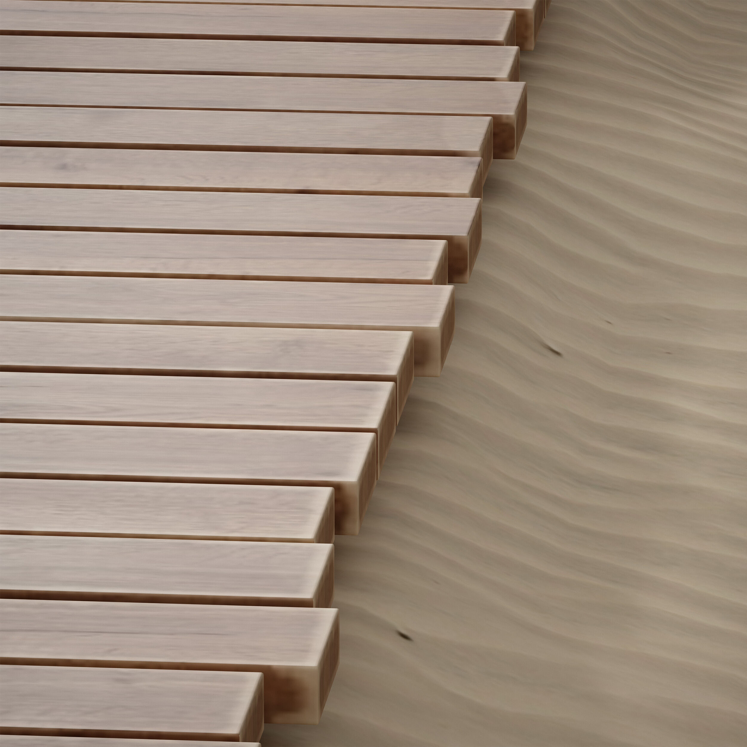 Coastal beach wooden decking access to the sea shore sand 3D model_19