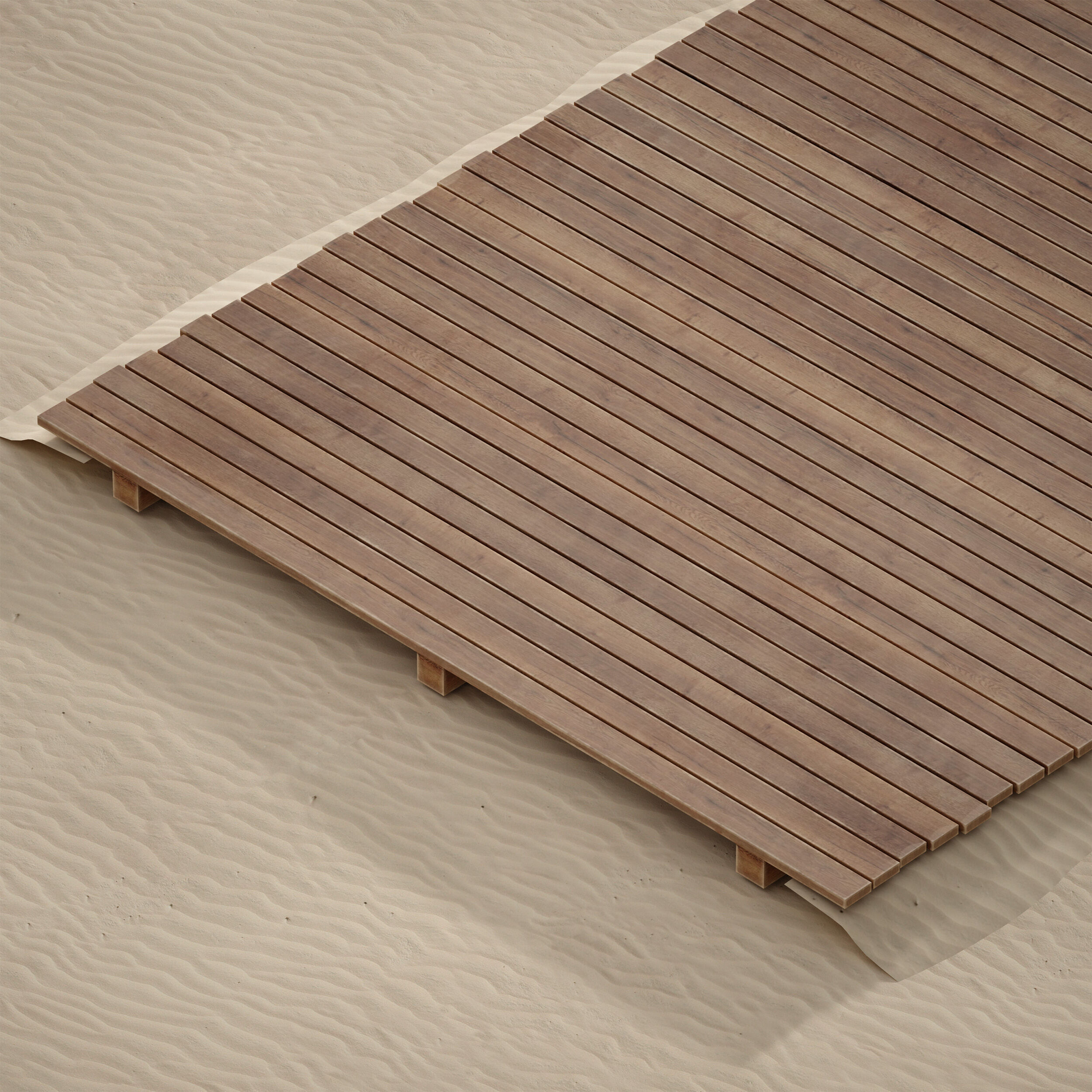 Coastal beach wooden decking access to the sea shore sand 3D model_12