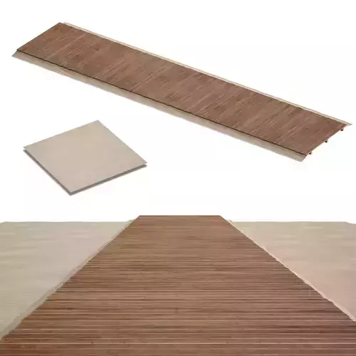 Coastal beach wooden decking access to the sea shore sand 3D model