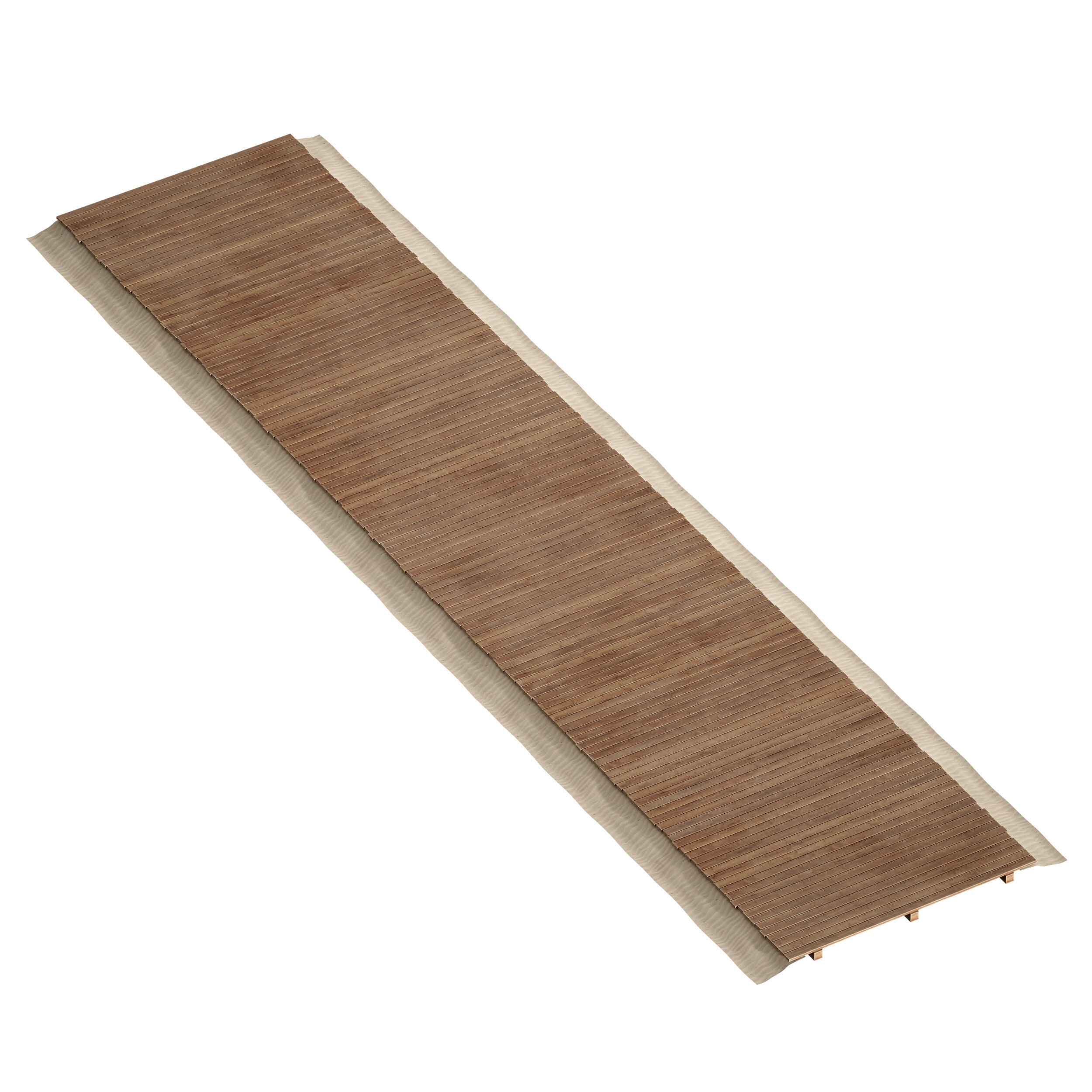Coastal beach wooden decking access to the sea shore sand 3D model_1