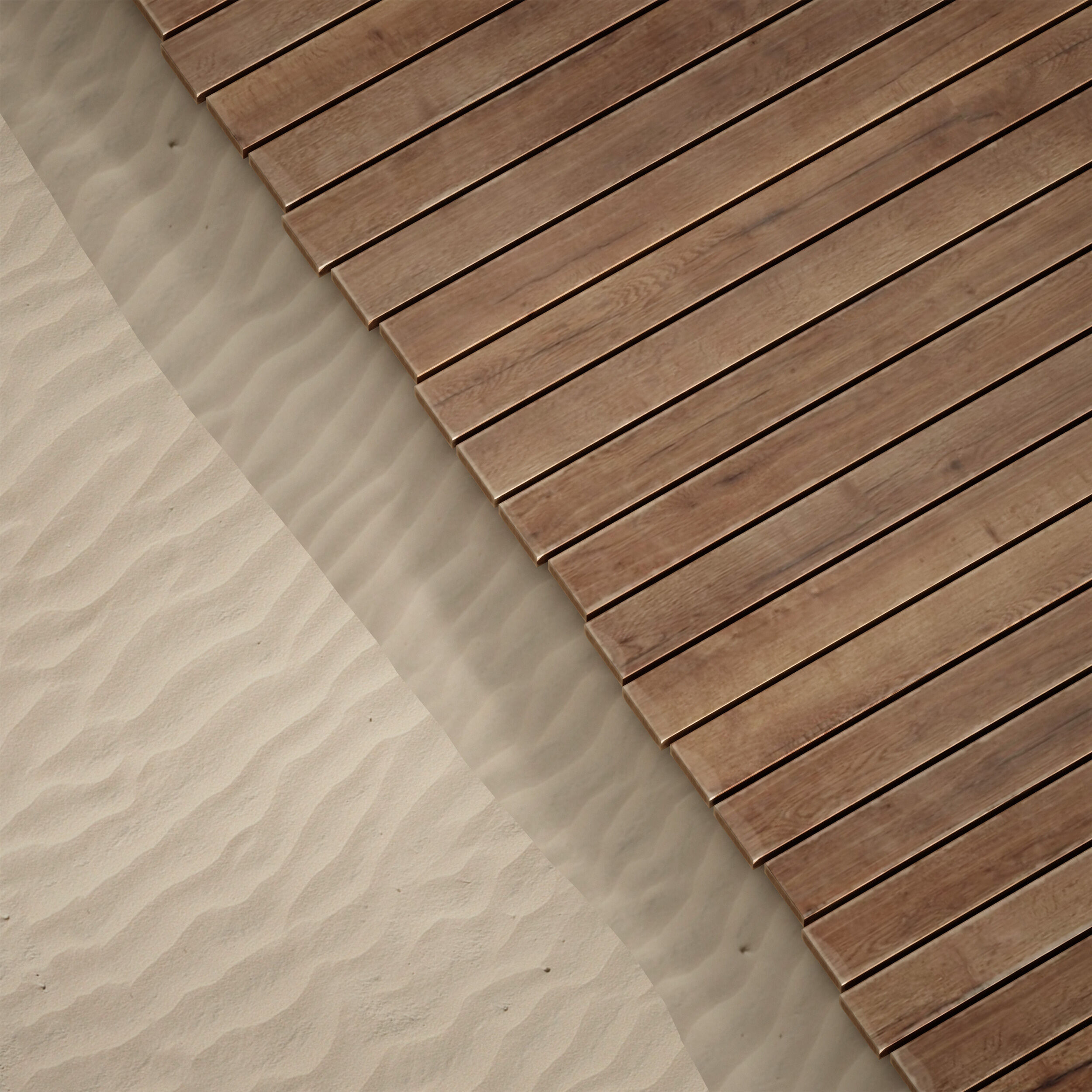 Coastal beach wooden decking access to the sea shore sand 3D model_8