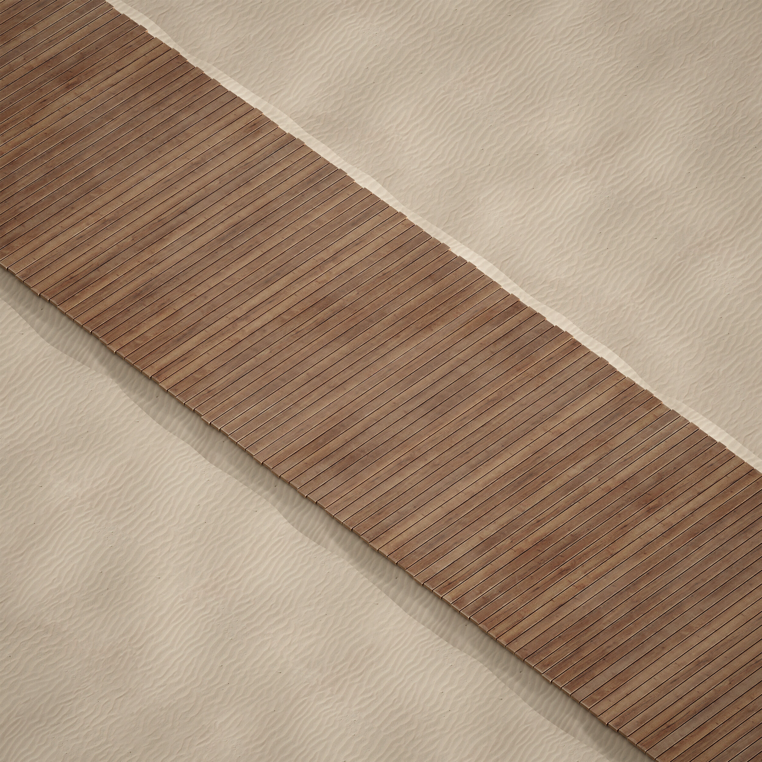 Coastal beach wooden decking access to the sea shore sand 3D model_22