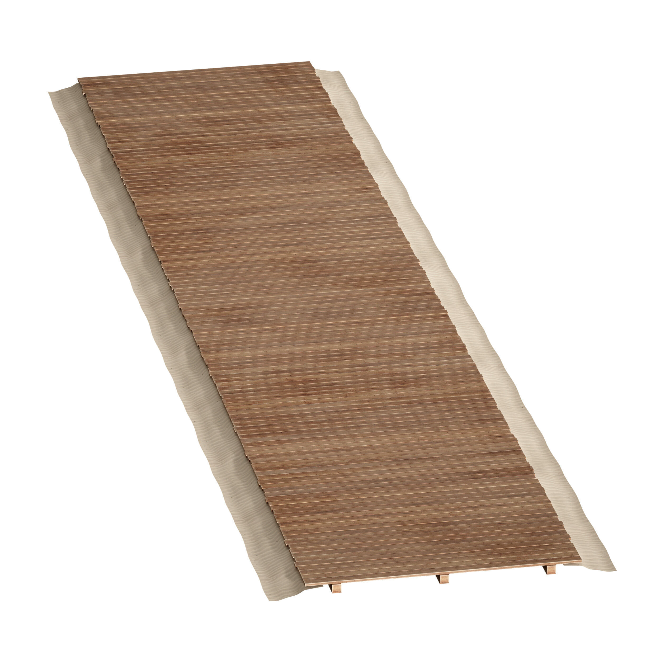 Coastal beach wooden decking access to the sea shore sand 3D model_3