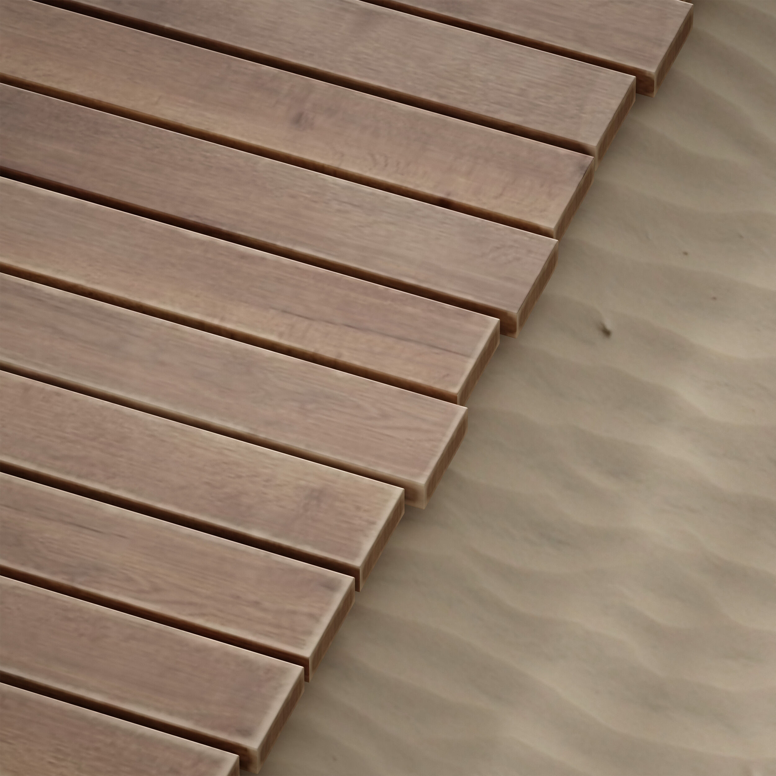 Coastal beach wooden decking access to the sea shore sand 3D model_20