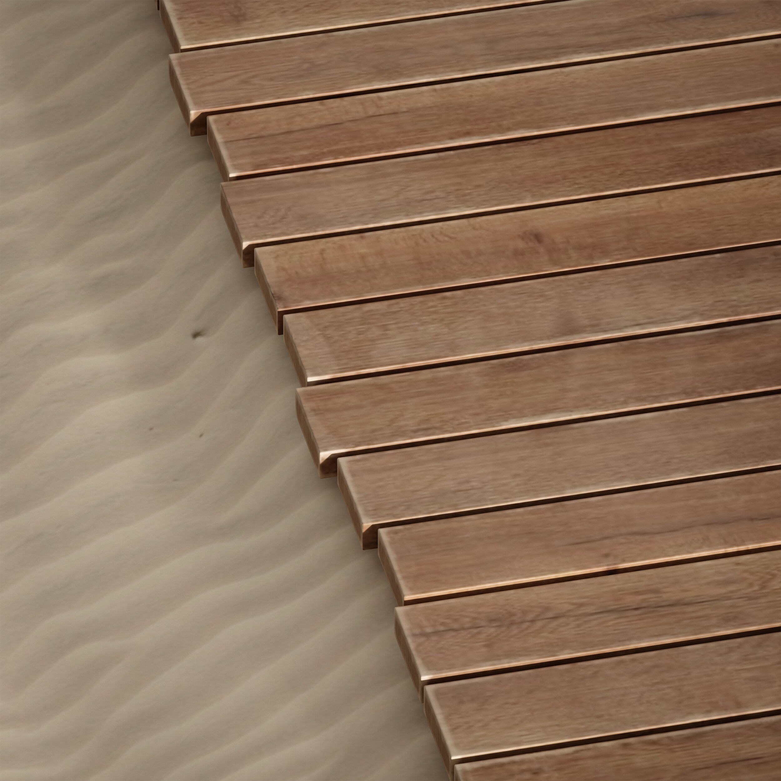 Coastal beach wooden decking access to the sea shore sand 3D model_15