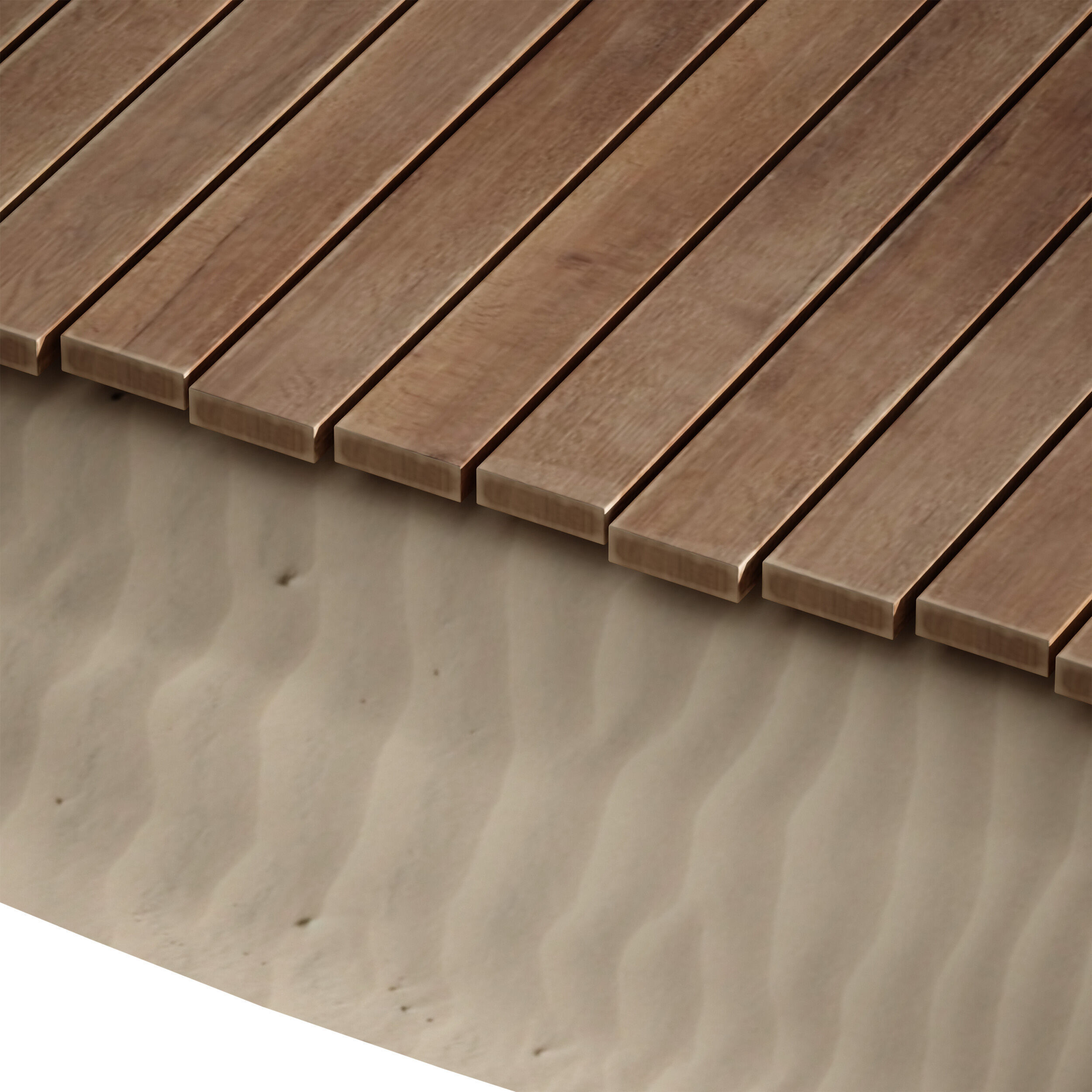 Coastal beach wooden decking access to the sea shore sand 3D model_10