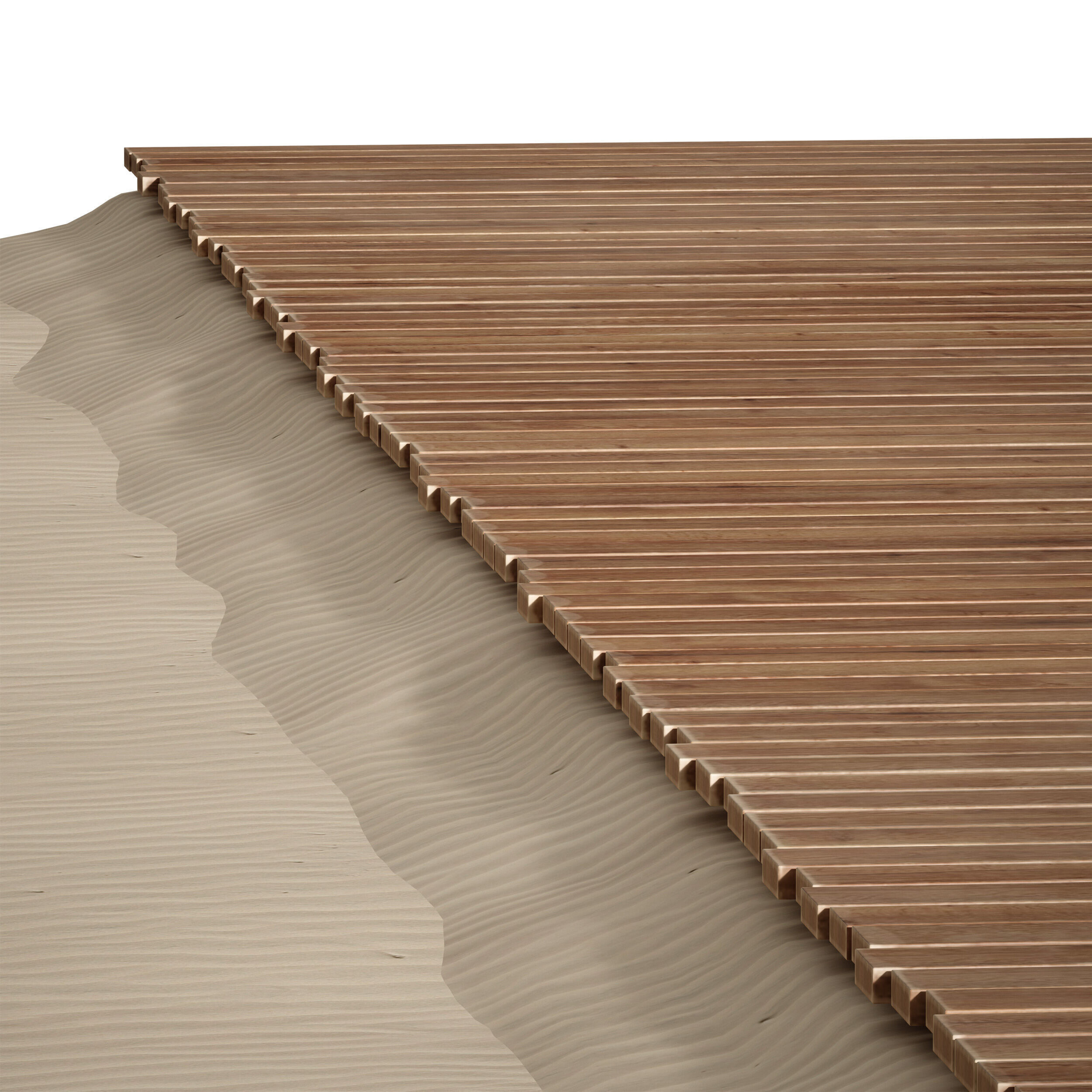 Coastal beach wooden decking access to the sea shore sand 3D model_23