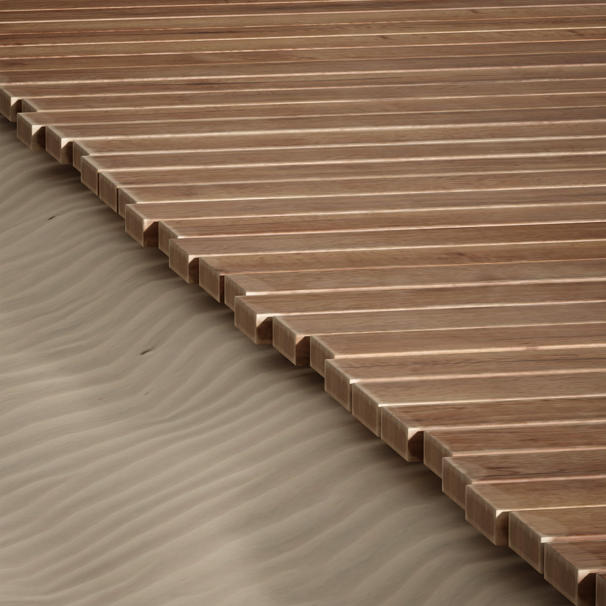 Coastal beach wooden decking access to the sea shore sand 3D model_13