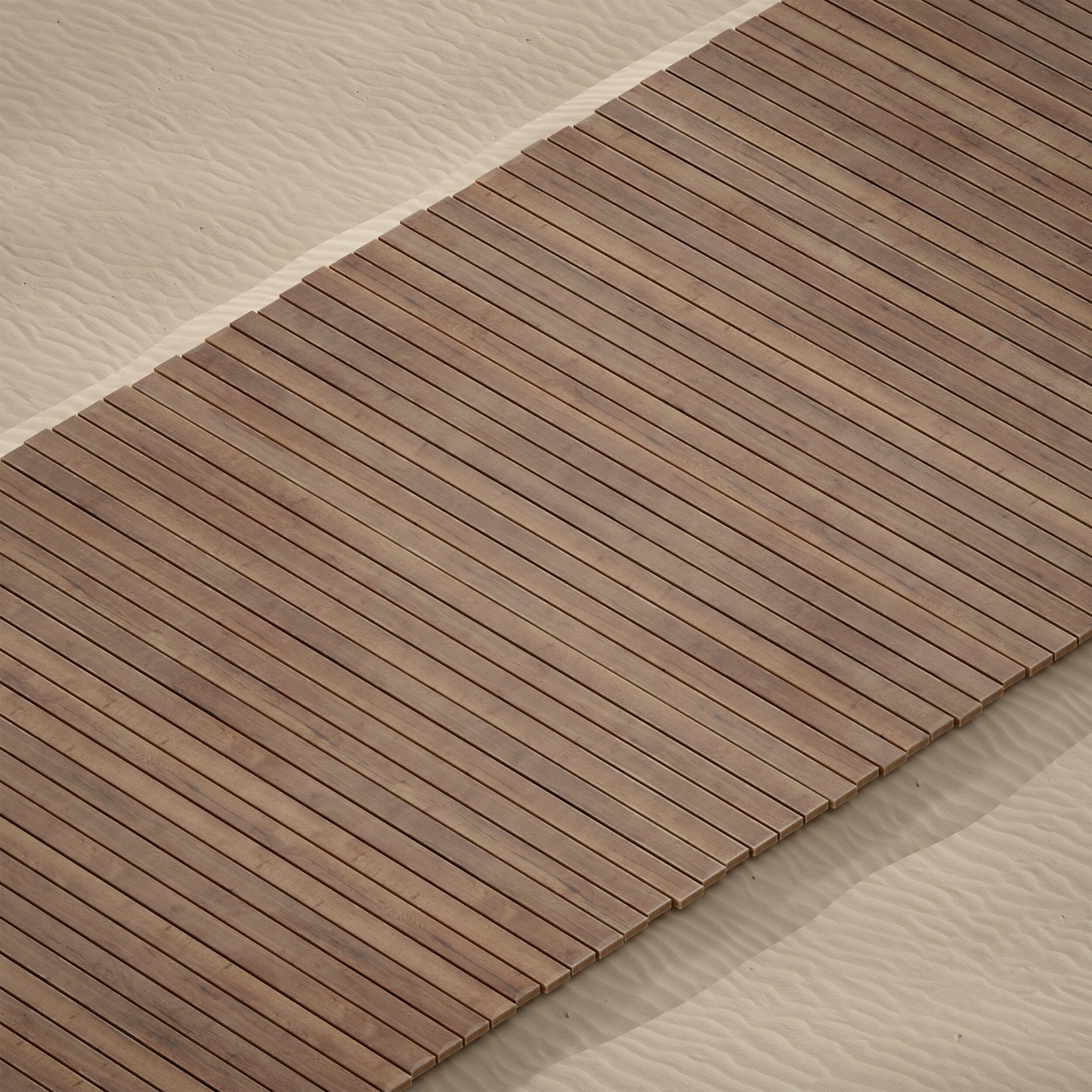 Coastal beach wooden decking access to the sea shore sand 3D model_9