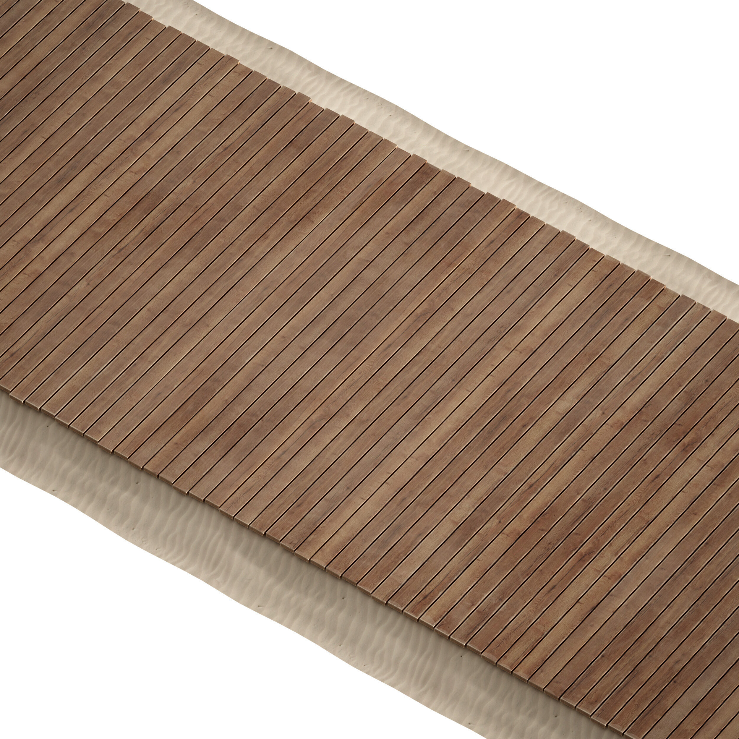 Coastal beach wooden decking access to the sea shore sand 3D model_6