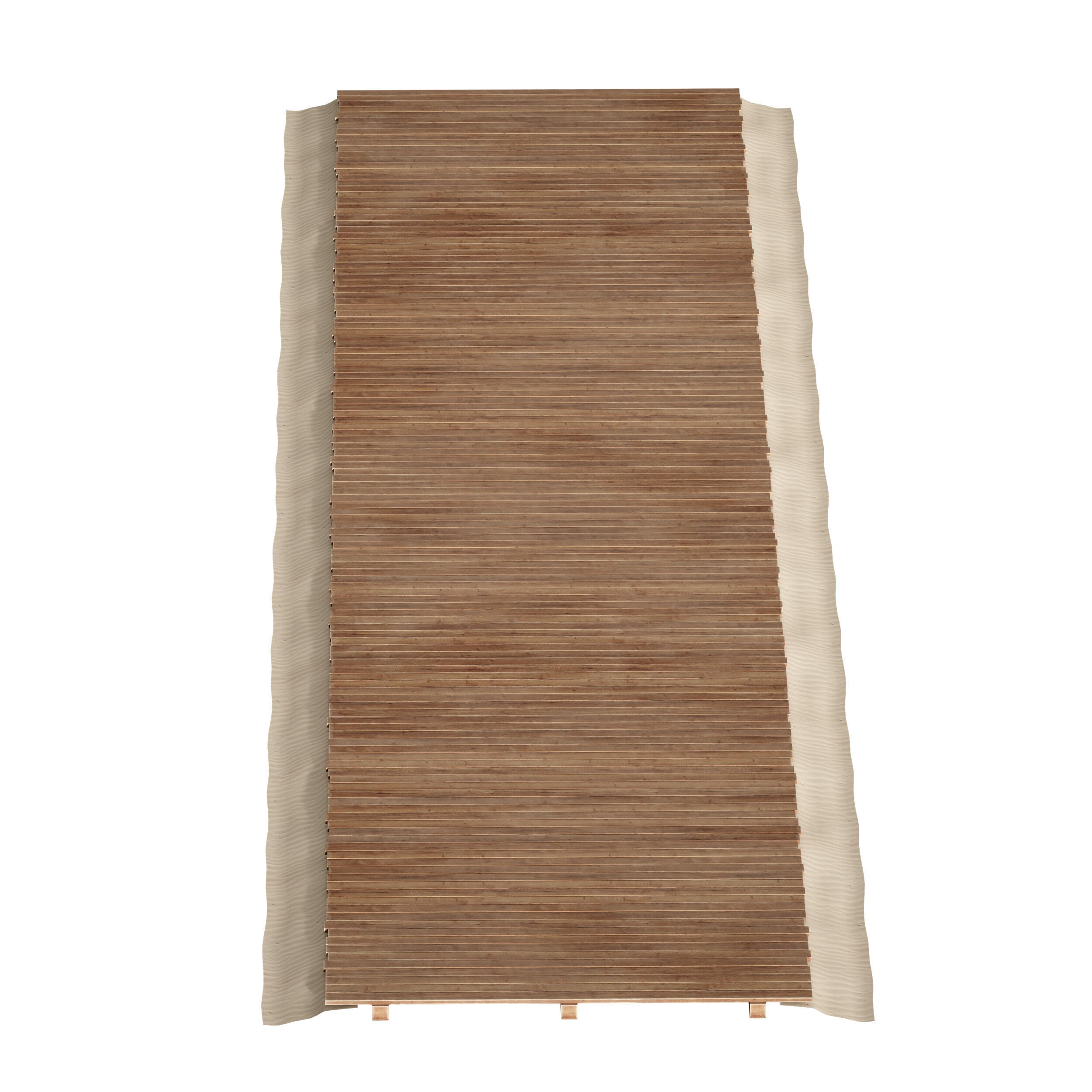 Coastal beach wooden decking access to the sea shore sand 3D model_2