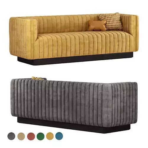 Conjure Channel Tufted Velvet Sofa in Emerald 3D model