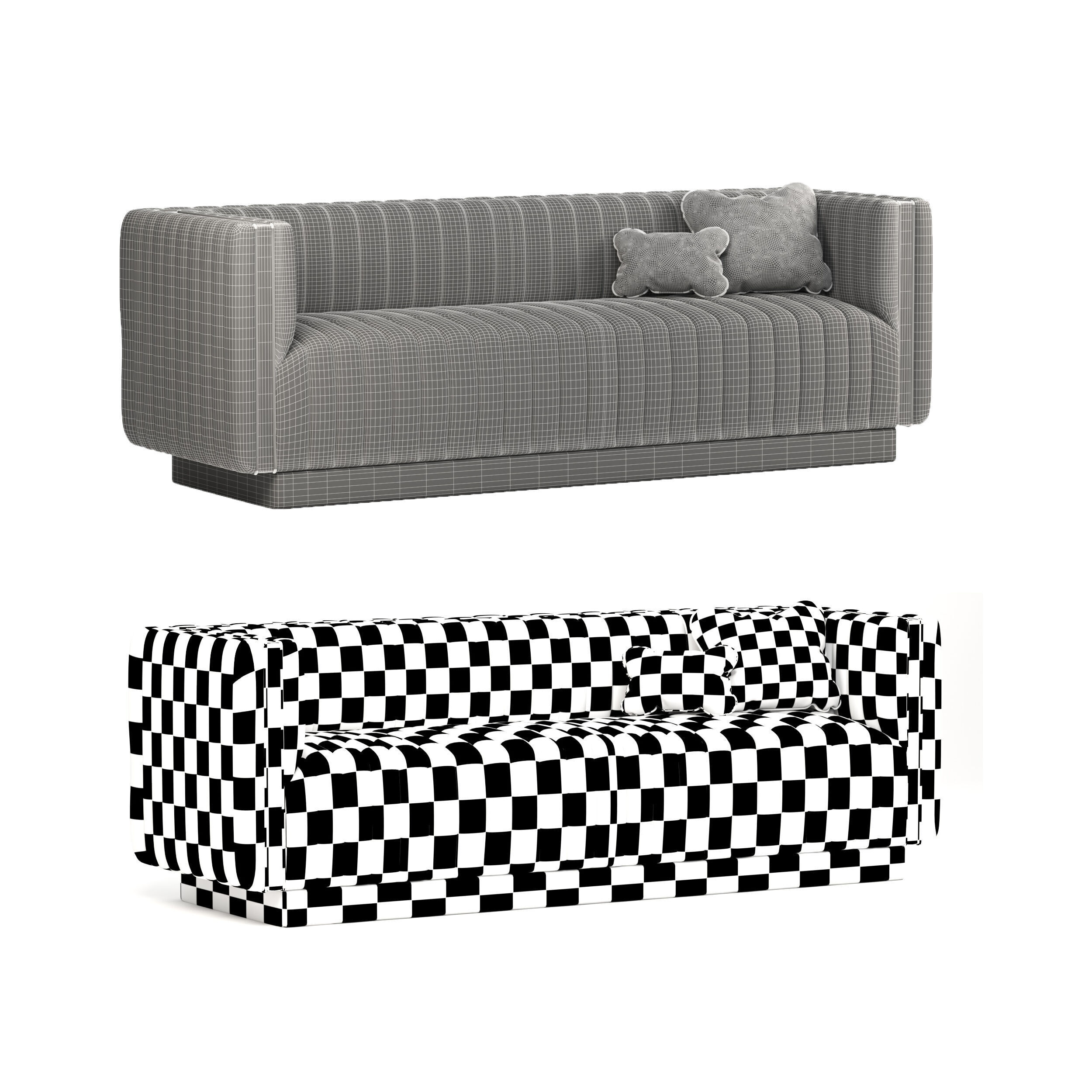 Conjure Channel Tufted Velvet Sofa in Emerald 3D model_7