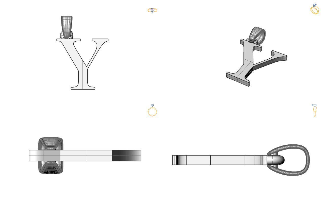 Alphabet Latin Y 3D print model_2