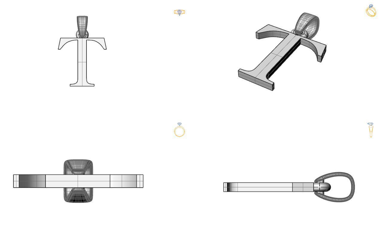 Alphabet Latin T 3D print model_2