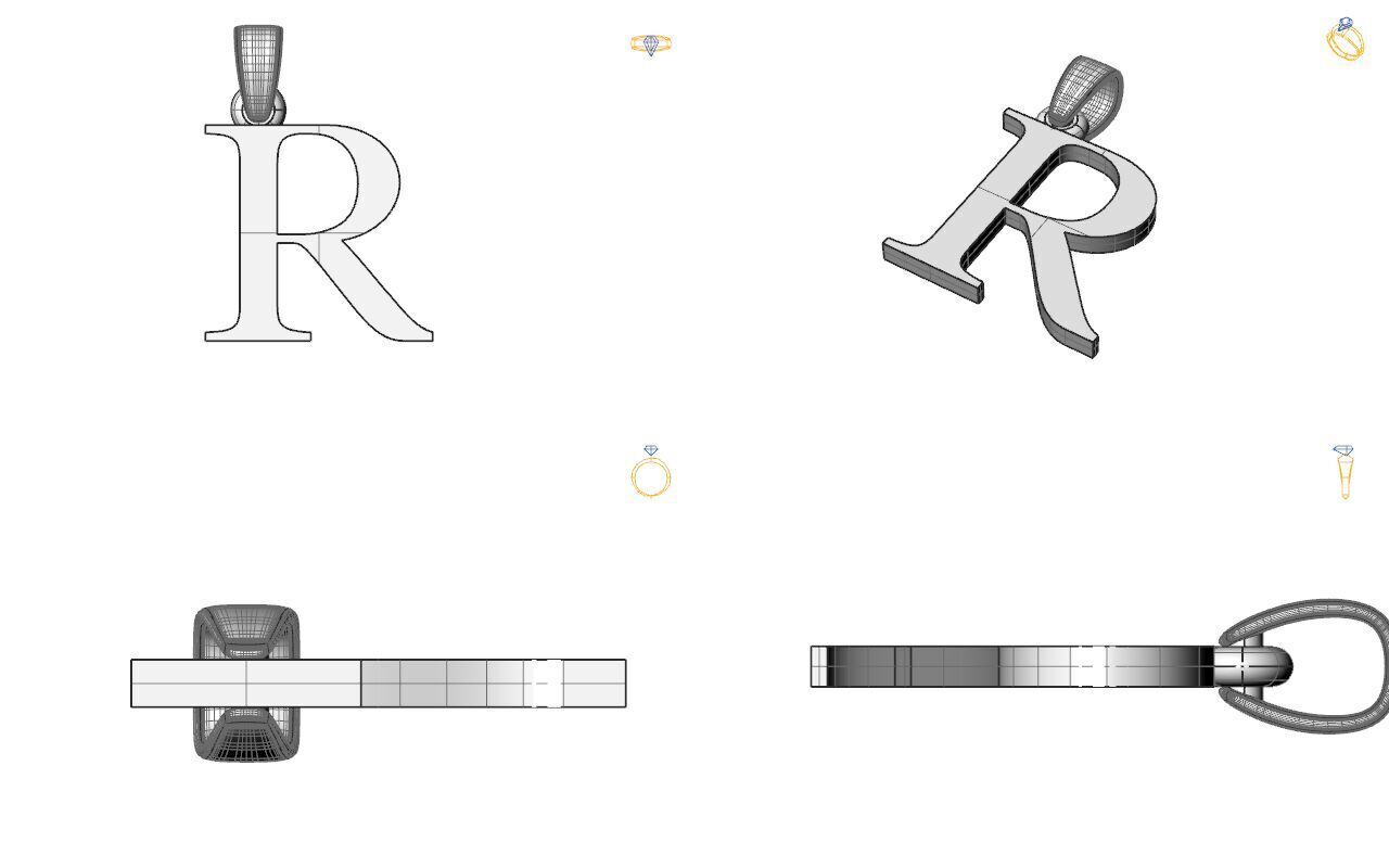 Alphabet Latin R 3D print model_2