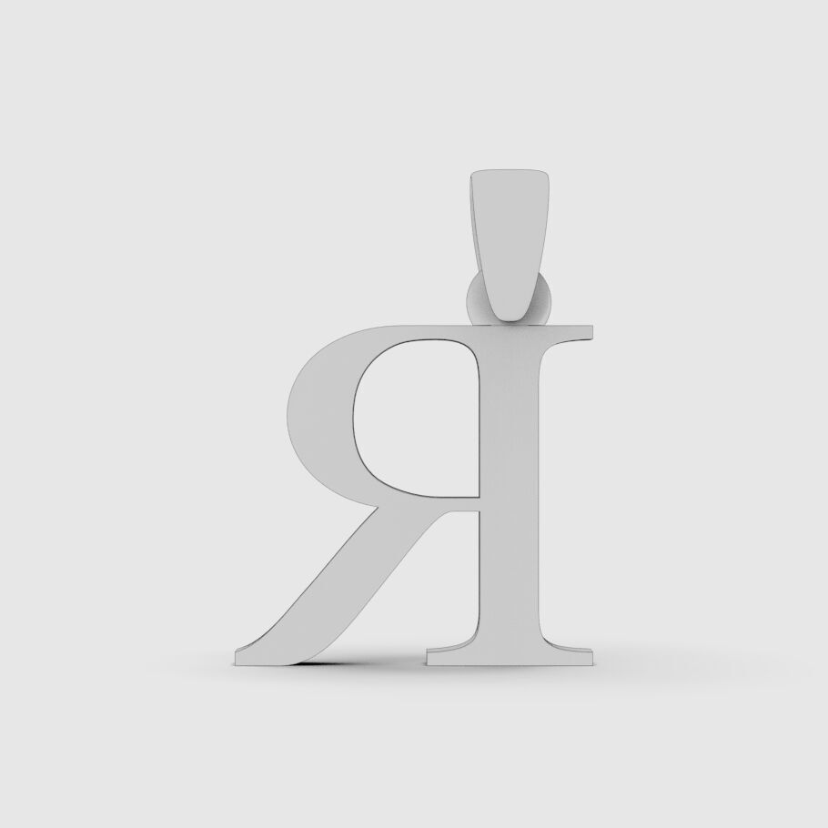 Alphabet Latin R 3D print model_16