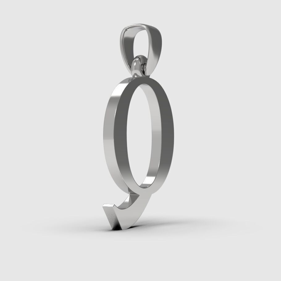 Alphabet Latin Q 3D print model_5