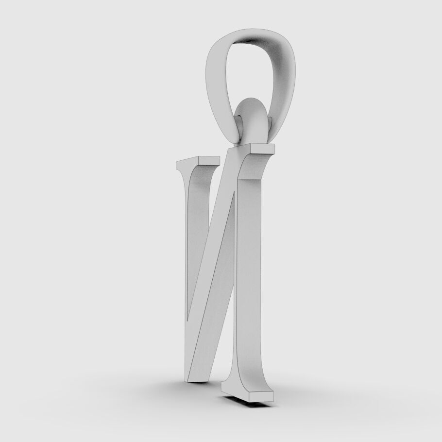 Alphabet Latin N 3D print model_16