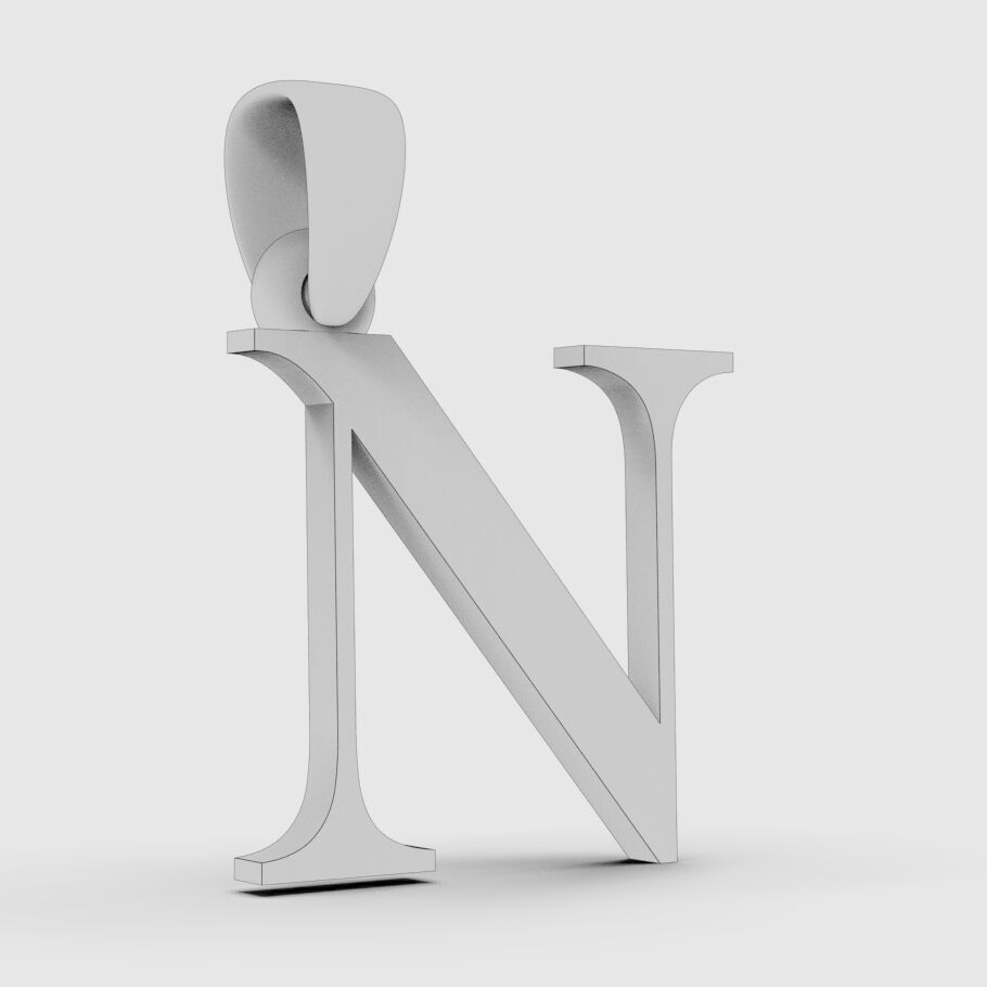 Alphabet Latin N 3D print model_17