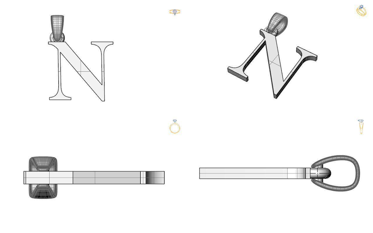 Alphabet Latin N 3D print model_2